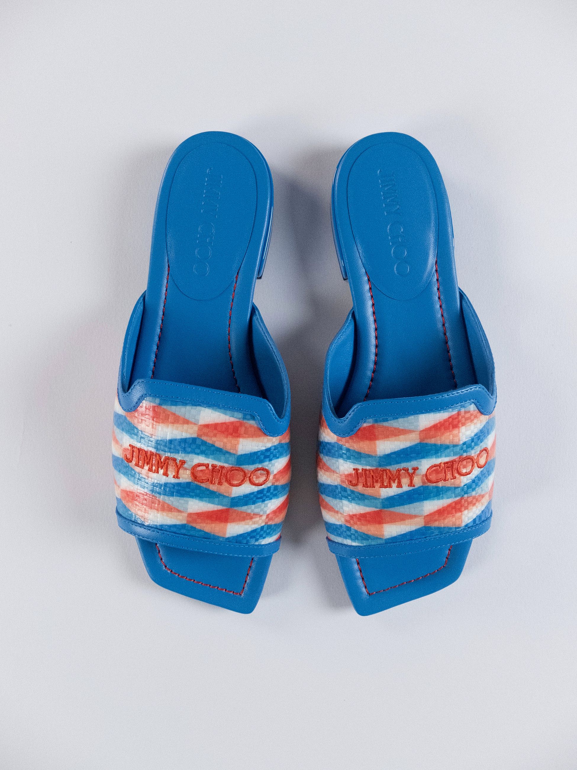 Jimmy Choo JIMMY CHOO Nako Flat blue logo embroidered leather flats 38 Size US 8 / IT 38 - 5 Thumbnail