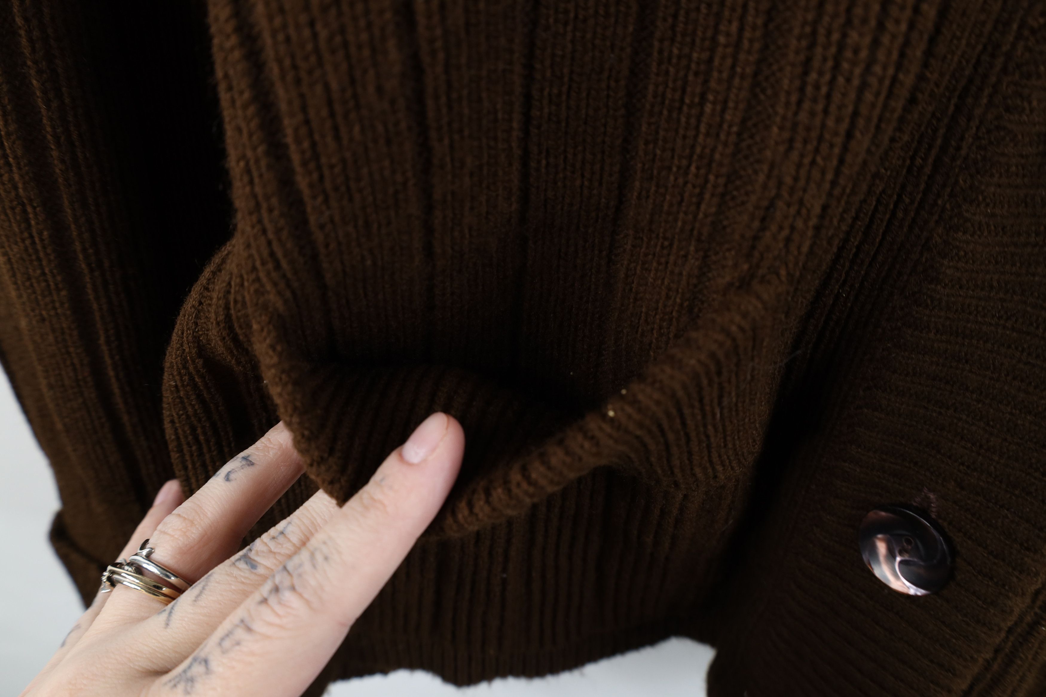 Vintage Vinage 60s 70s Streetwear Ribbed Knit Cardigan Sweater Brown Size L / US 10 / IT 46 - 7 Thumbnail