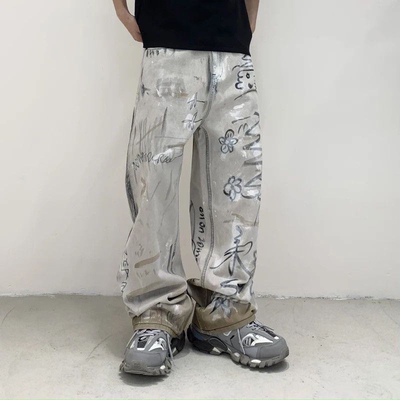 Japanese Brand × Jean Design Streetwear Loose Baggy Graffiti Jeans Pants Size US 32 / EU 48 - 5 Thumbnail