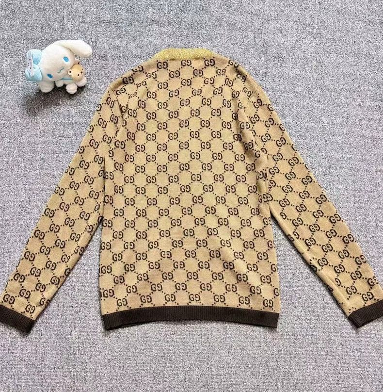 Gucci Gucci Brown gold silk old flower full logo knitted cardigan Size US XS / EU 42 / 0 - 2 Thumbnail