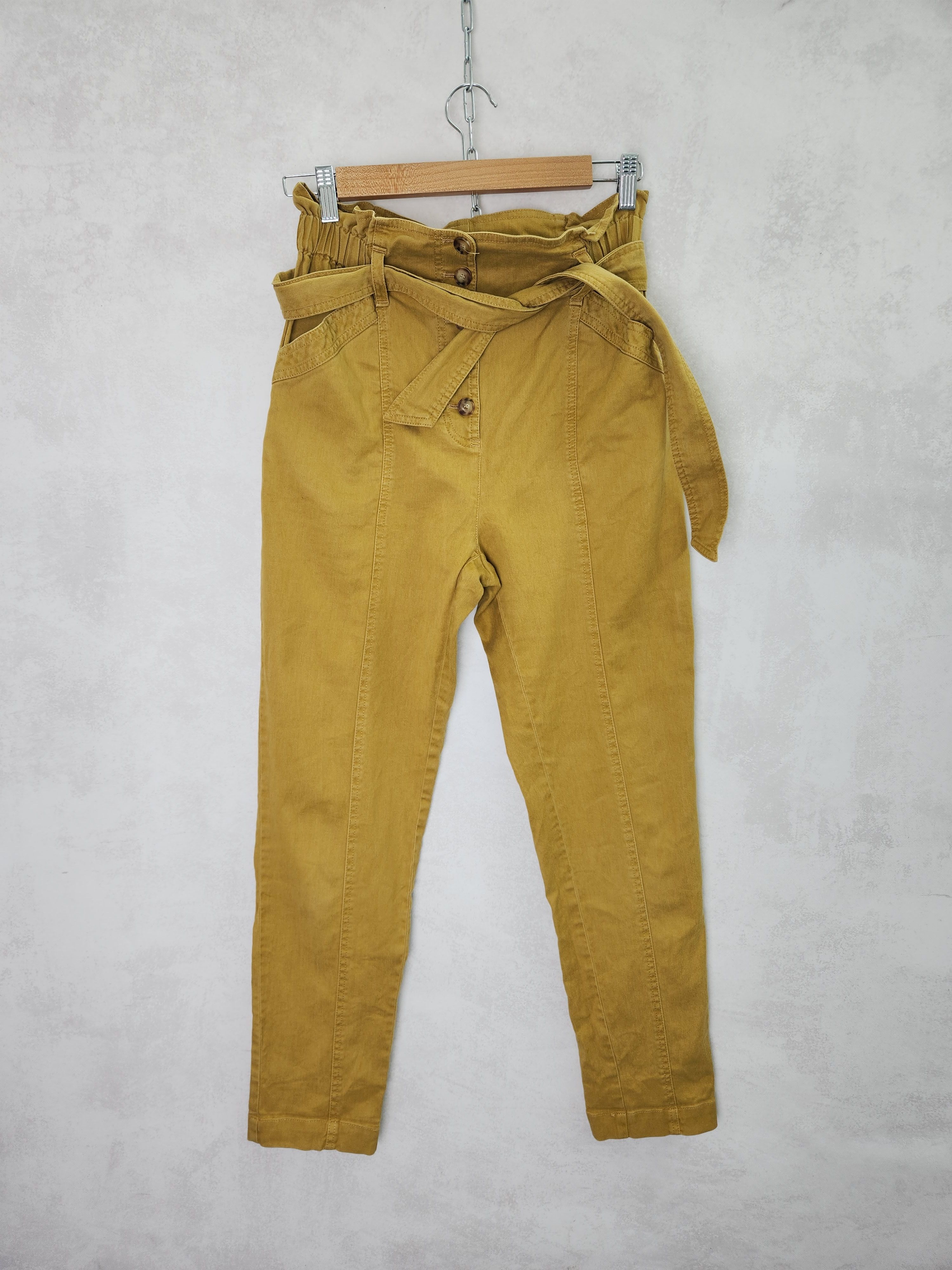 Sezane Sezane yellow cropped linen and cottone belted pants size 36 Size 25" / US 0 / IT 36 - 1 Thumbnail