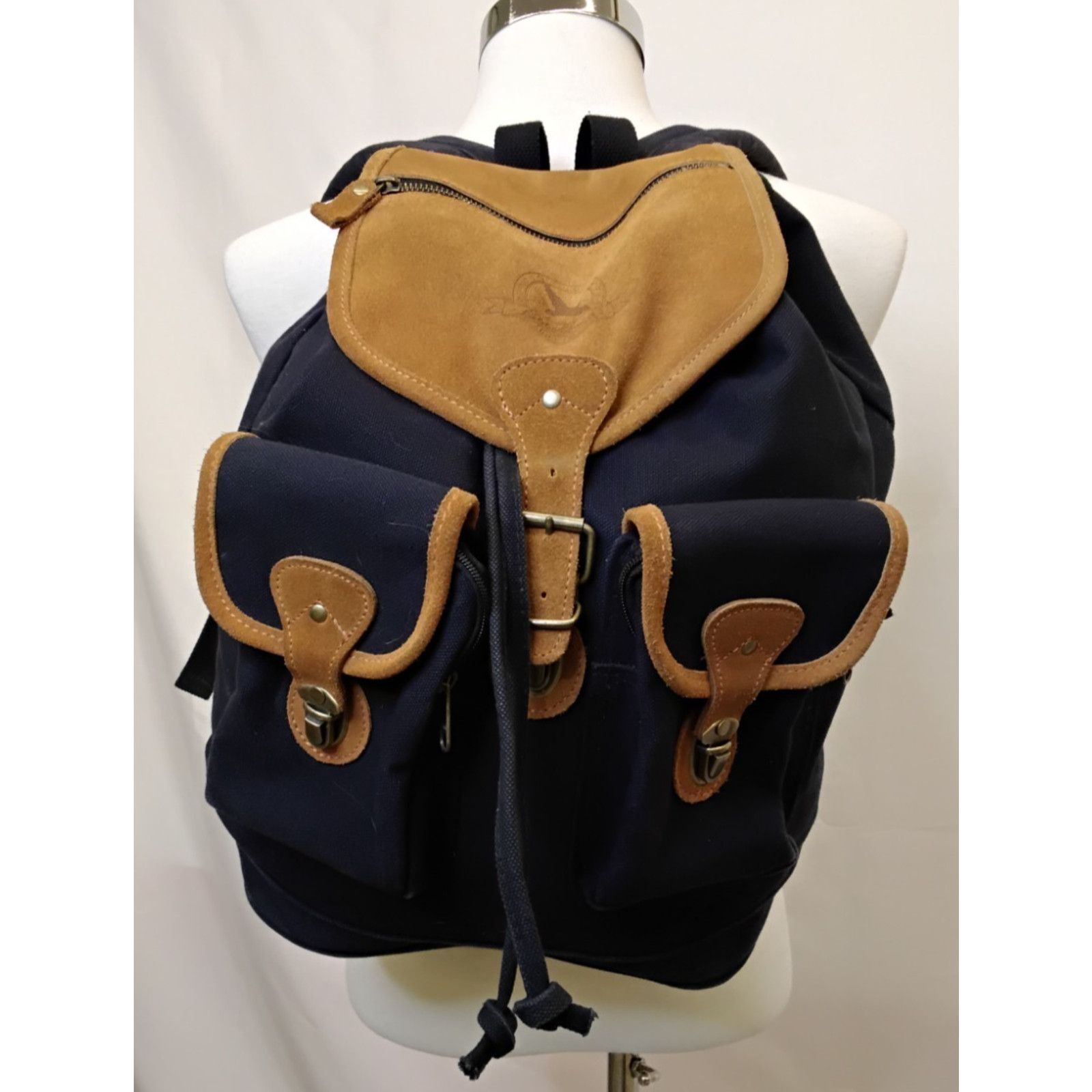 Eddie Bauer Eddie Bauer Canvas Backpack Black With Leather Trim Vintage Size ONE SIZE - 3 Thumbnail