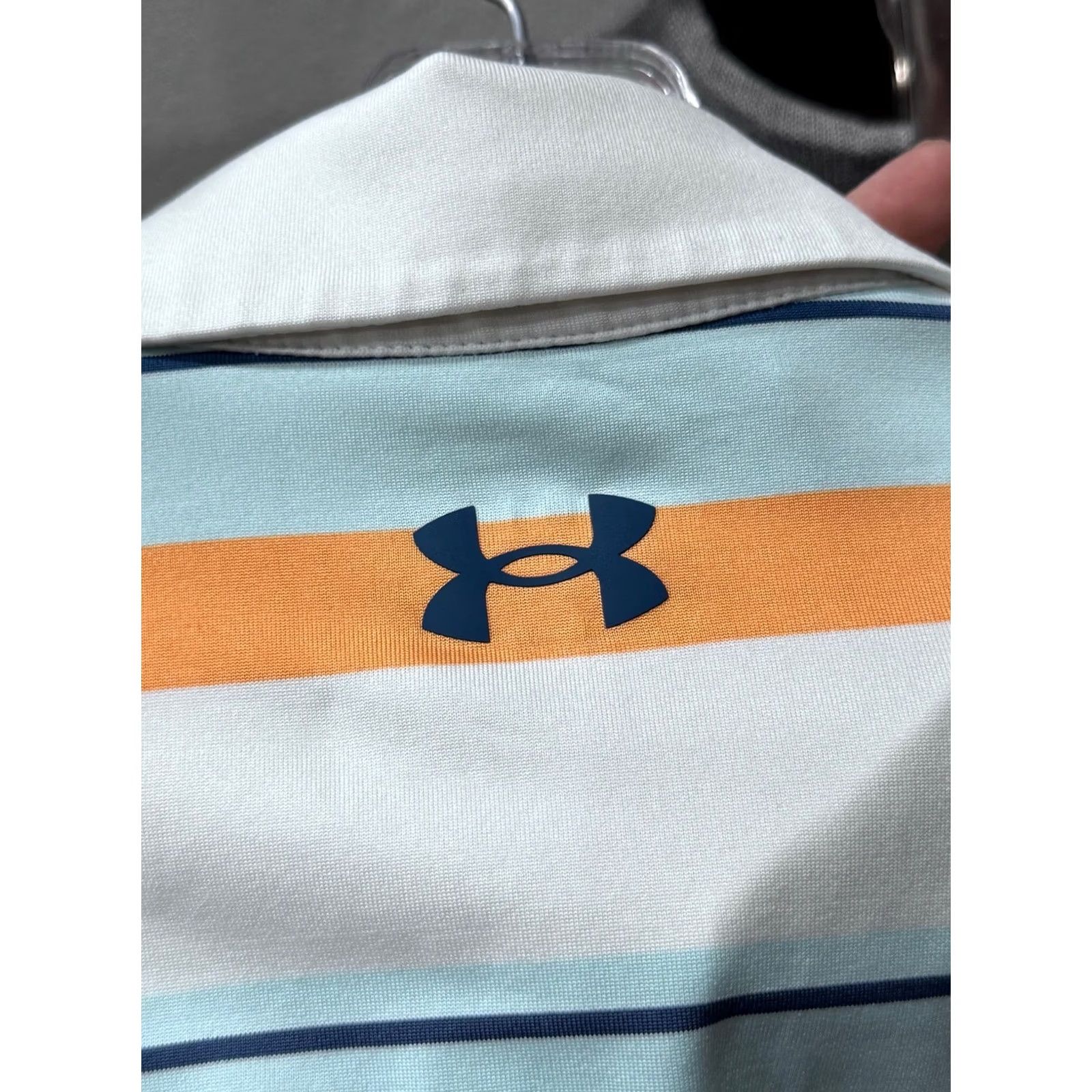 Under Armour Under Armour POLO SHIRT L Bleu Mango Stripe Mens Large Regular Color Multicolor Striped Polo Shirt L Mens Size US L / EU 52-54 / 3 - 7 Thumbnail