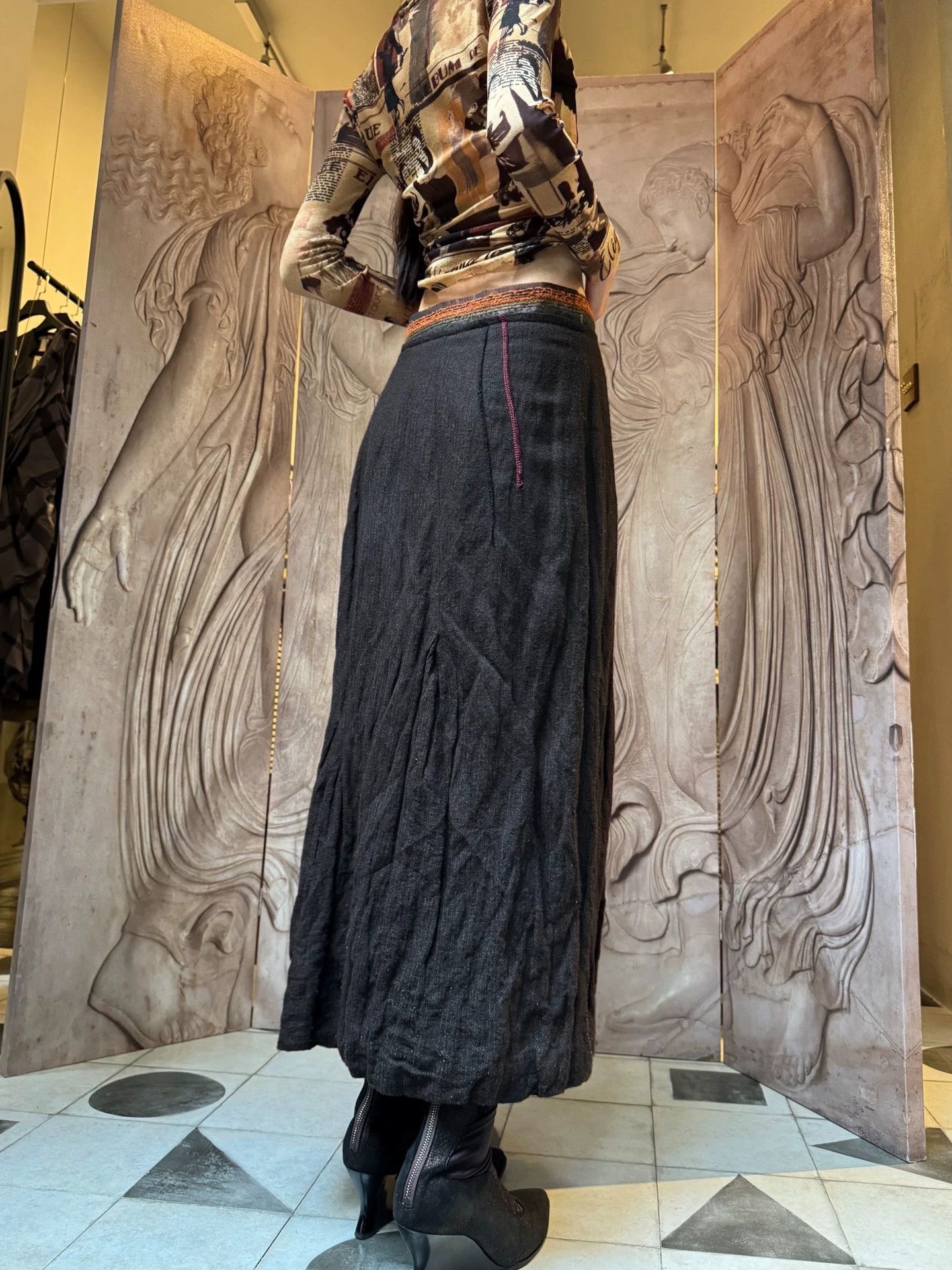 Other German Brand Vintage Wool Pleated Slim Midi Skirt Size 1 Size 26" / US 2 / IT 38 - 7 Thumbnail