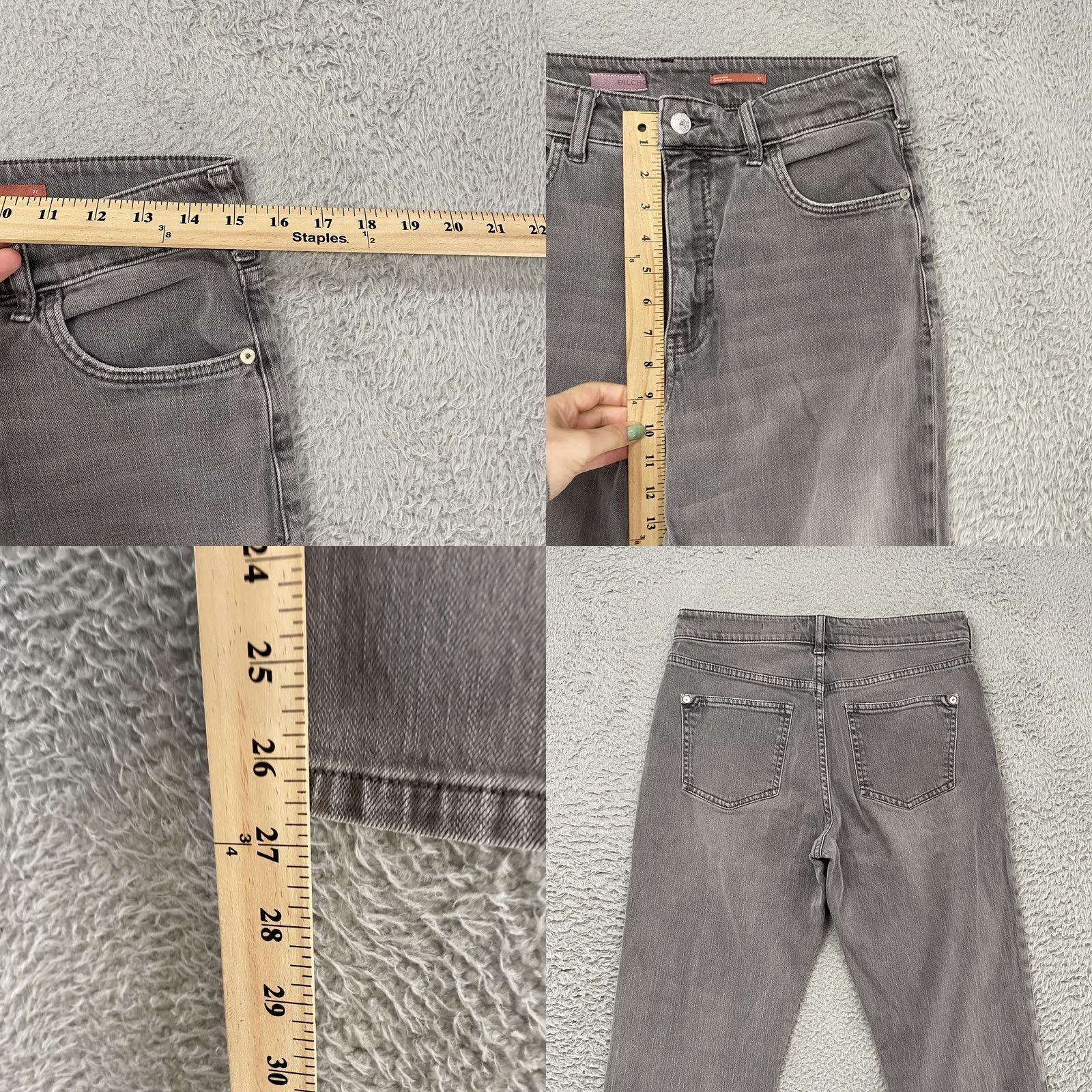 Vintage Pilcro Slouchy Jeans Womens 27 Charcoal Wash Mid Rise Distressed Stretch Denim Jeans for Women 27 in Gray Denim Size 27" / US 4 / IT 40 - 8 Thumbnail