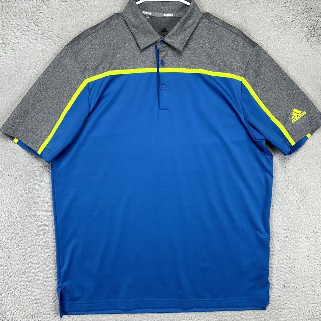 Adidas Adidas Golf Polo Shirt Mens Large Blue Grey Colorblock Athletic Stretch Rugby Shirt Size US L / EU 52-54 / 3 - 2 Thumbnail