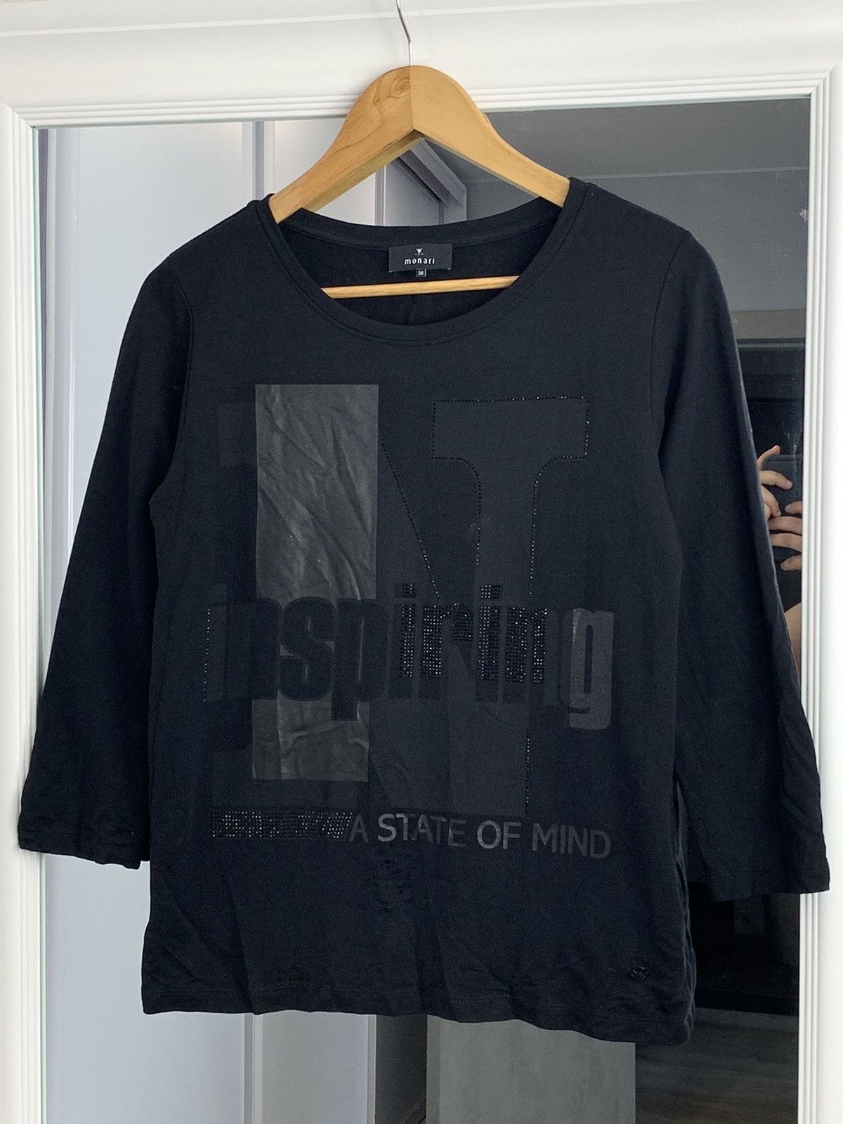Other Monari Longsleeve T-Shirt Tee Big Logo Black Size France 38 Size S / US 4 / IT 40 - 2 Thumbnail