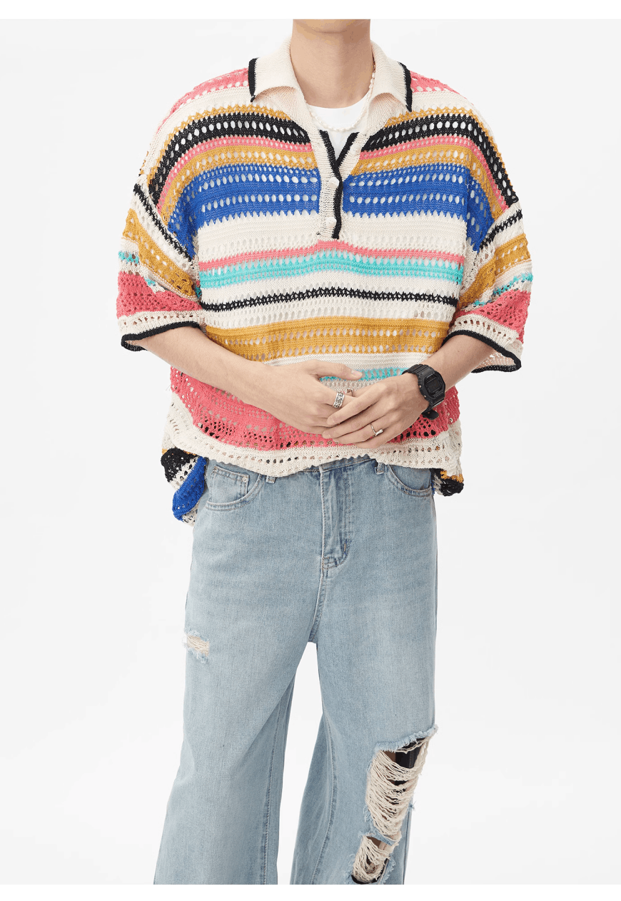 Other Men’s rainbow knit polo shirt Size US M / EU 48-50 / 2 - 9 Thumbnail
