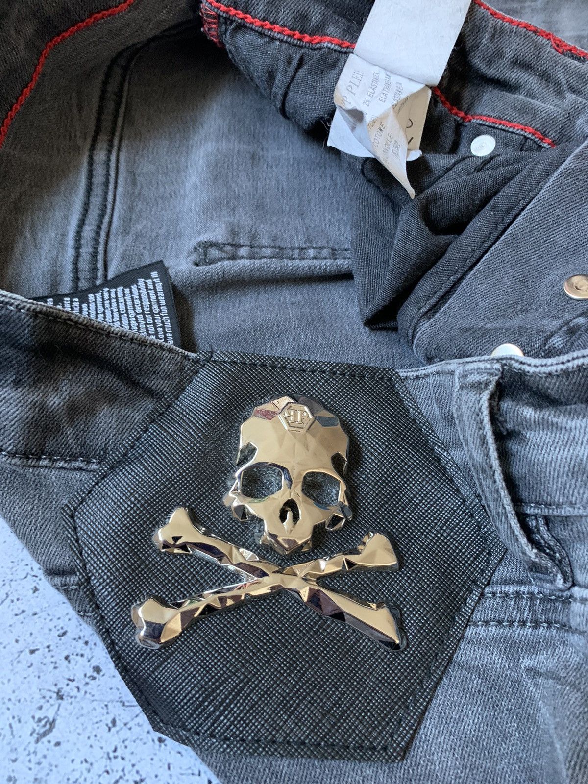 Andy Warhol × Philipp Plein Skull Denim Philipp Plein Distressed Fabric Dsquared Style Size US 33 - 14 Thumbnail