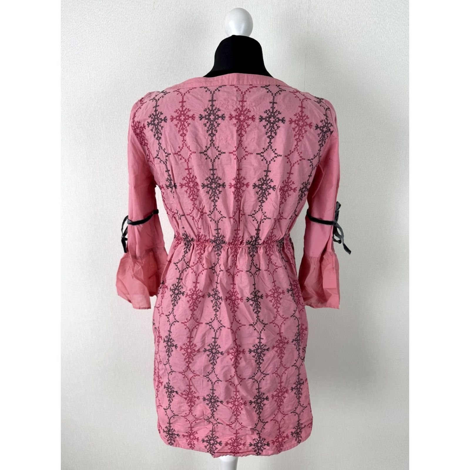 Pinko Odd Molly 2 Pink Boho Embroidered Cotton Tunic Dress Womens Size 2 Knee Length 76 cm XS-XL? Size XS / US 0-2 / IT 36-38 - 3 Thumbnail