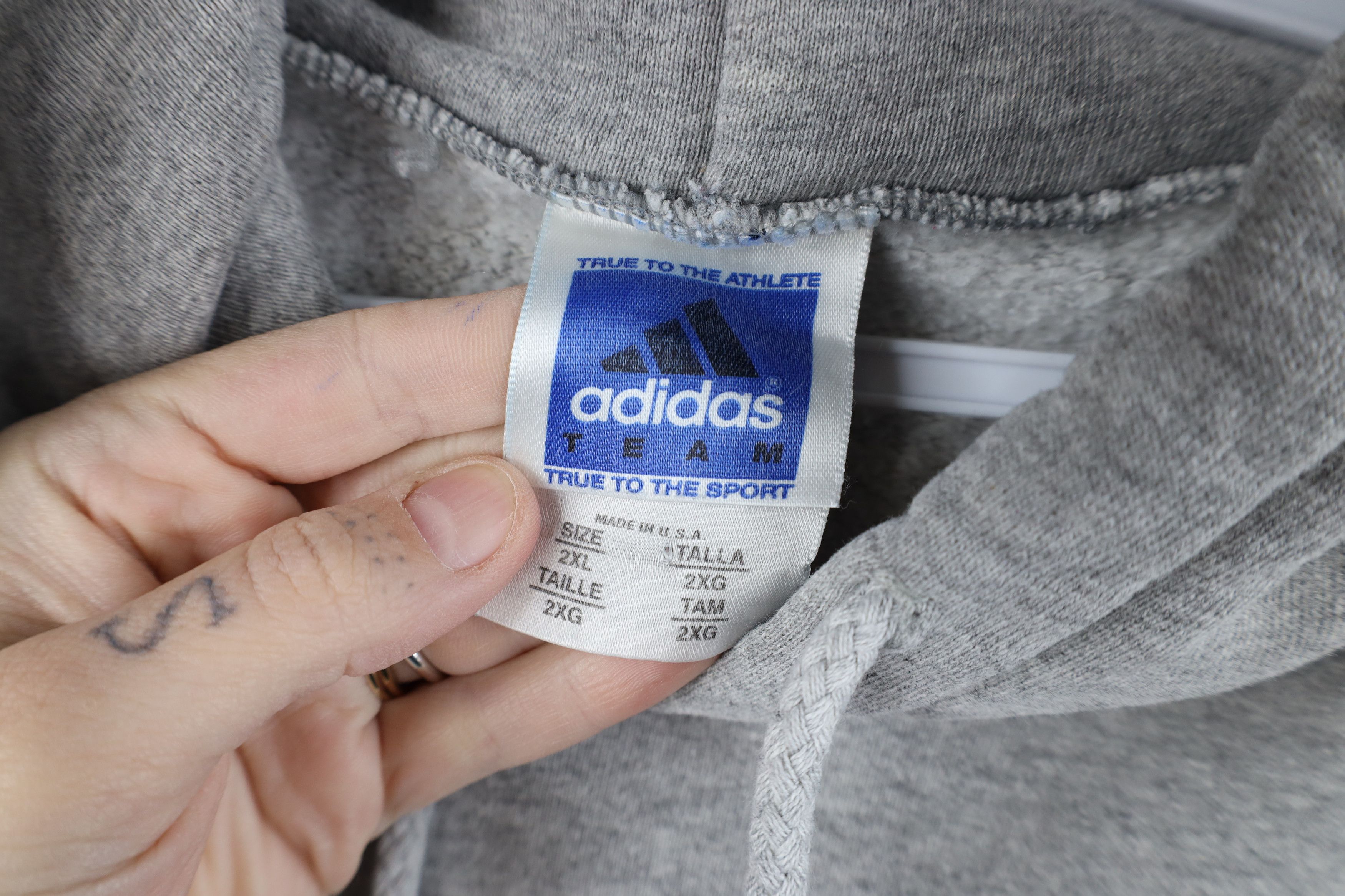 Adidas Vintage 90s Y2K Adidas Logo Heavyweight Hoodie Gray USA Size US XXL / EU 58 / 5 - 6 Thumbnail