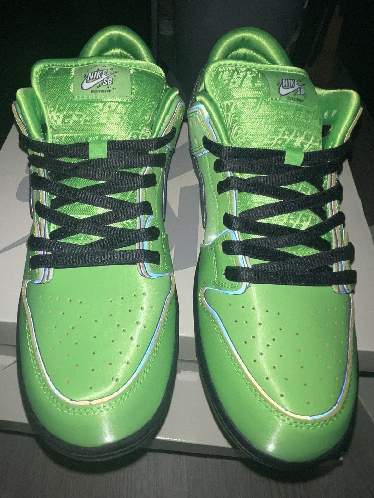 image of Nike Powerpuff Dunks Shoes in Green, Men's (Size 10.5)