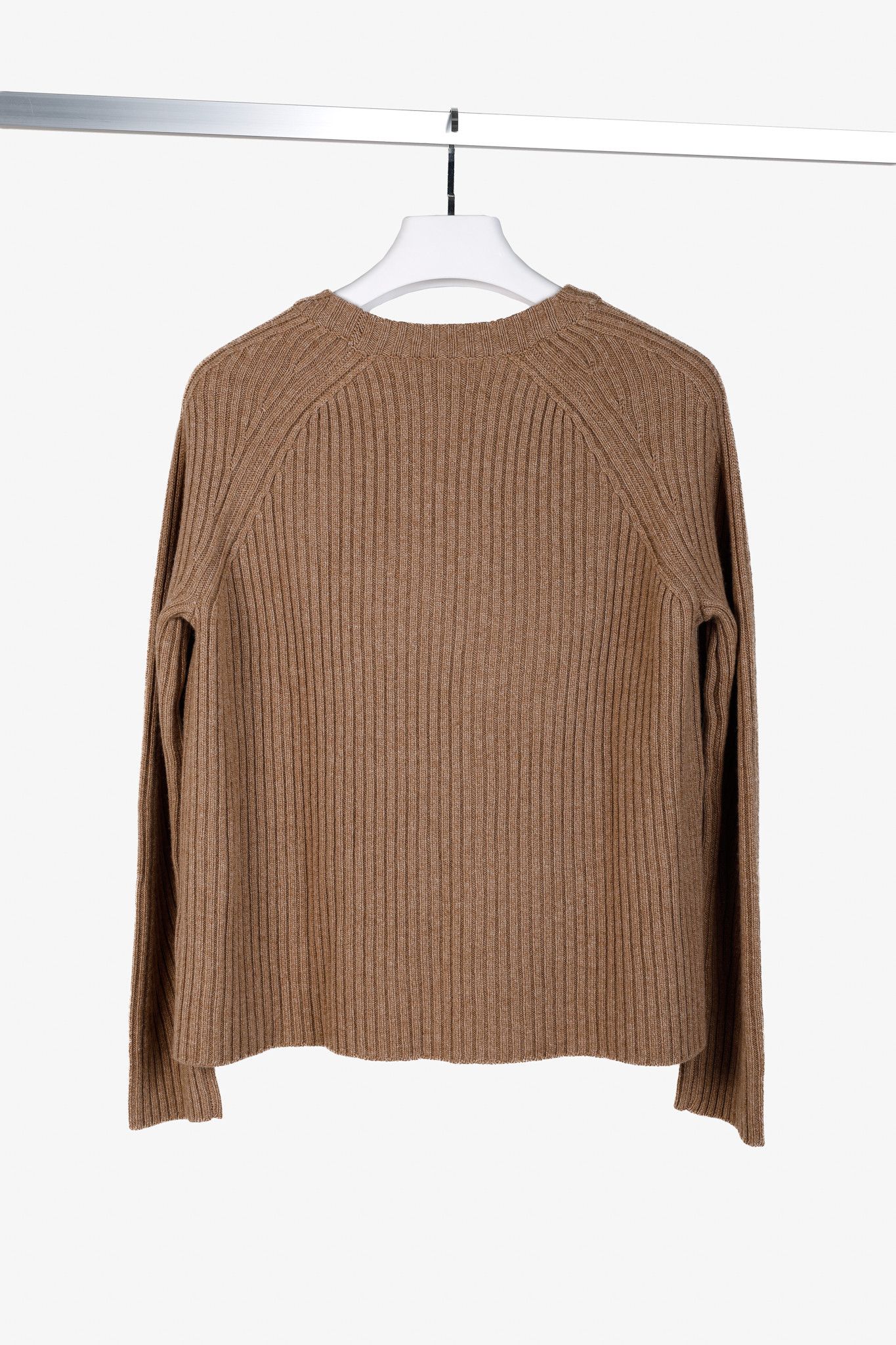Bompard Eric Bompard Caramel Cashmere Ribbed Round Neck Jumper Size M / US 6-8 / IT 42-44 - 2 Thumbnail