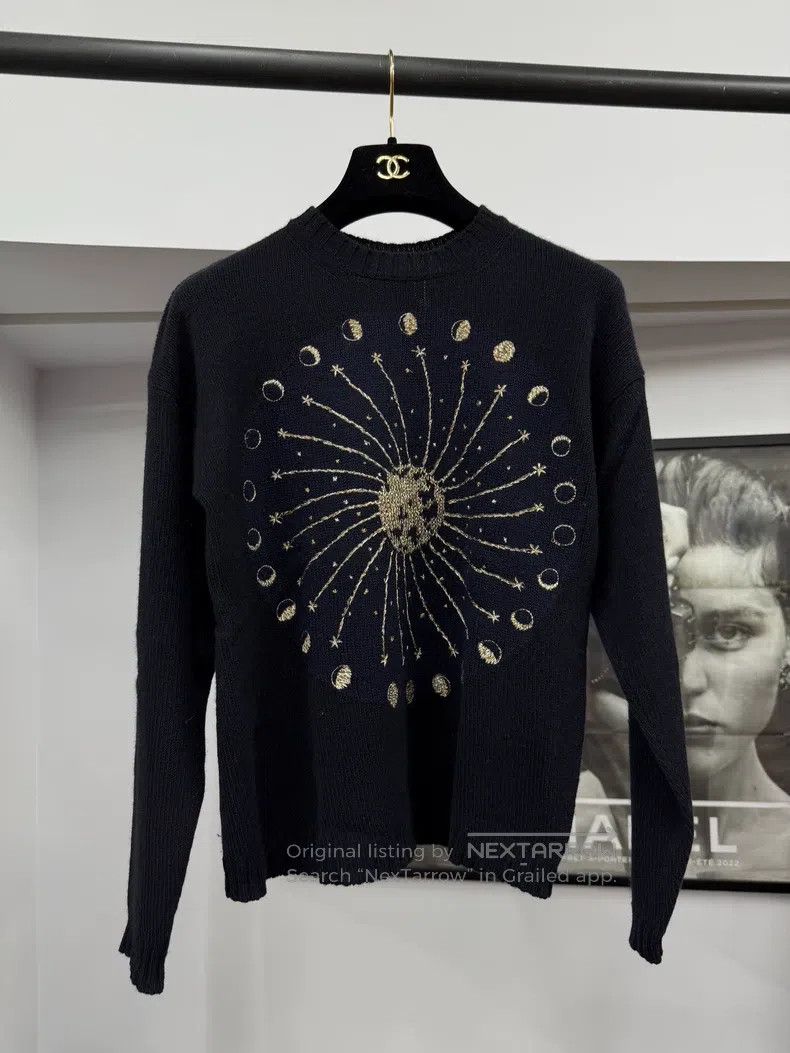 Dior Dior Black and blue gold silk moon phase black cashmere sw Size XXS / US 00 / IT 34 - 1 Thumbnail