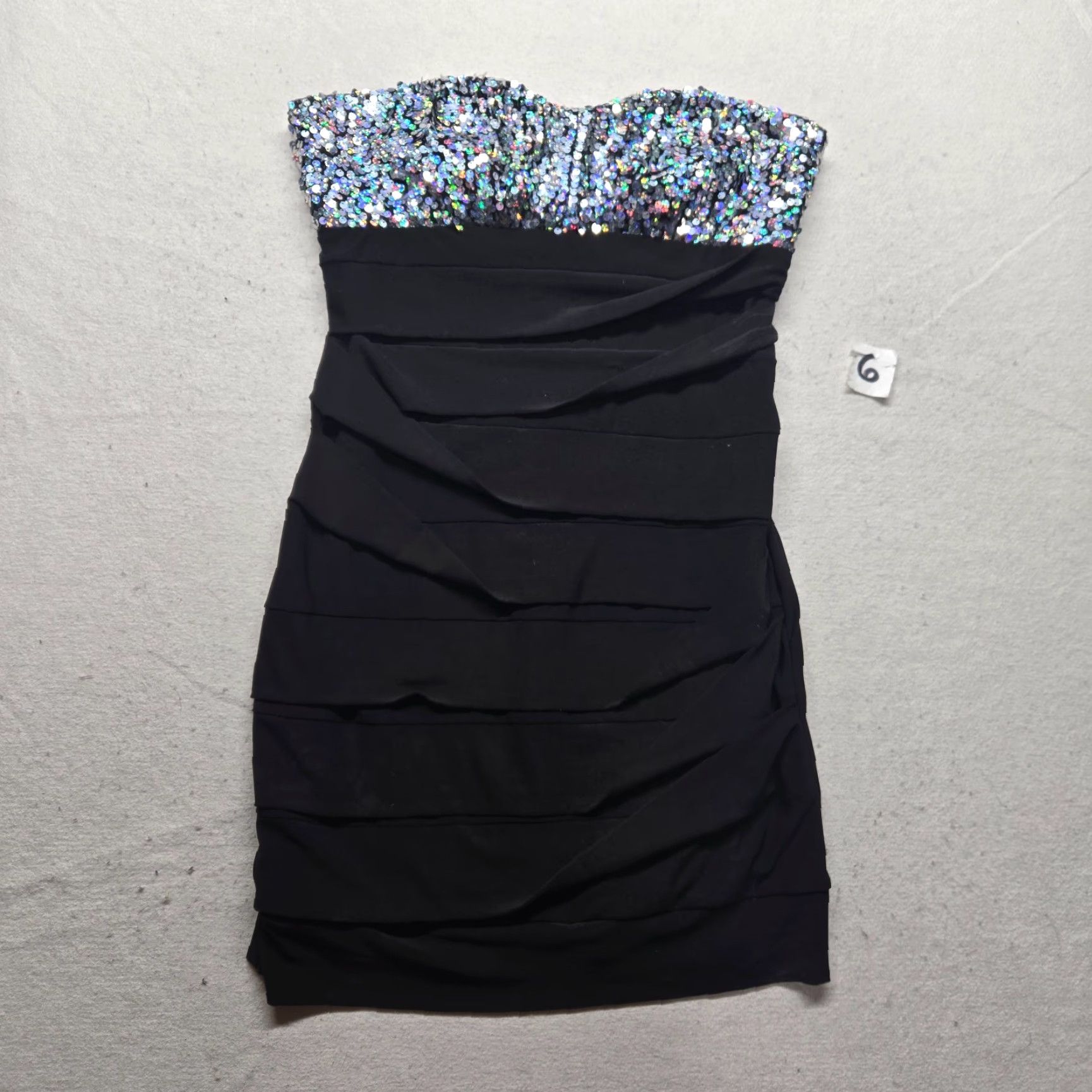 Vintage Deb Tank Dress VTG Y2K Deb Shiny Sequin Black Strapless XL Women's Party/Cocktail Dress Size XL / US 12-14 / IT 48-50 - 2 Thumbnail