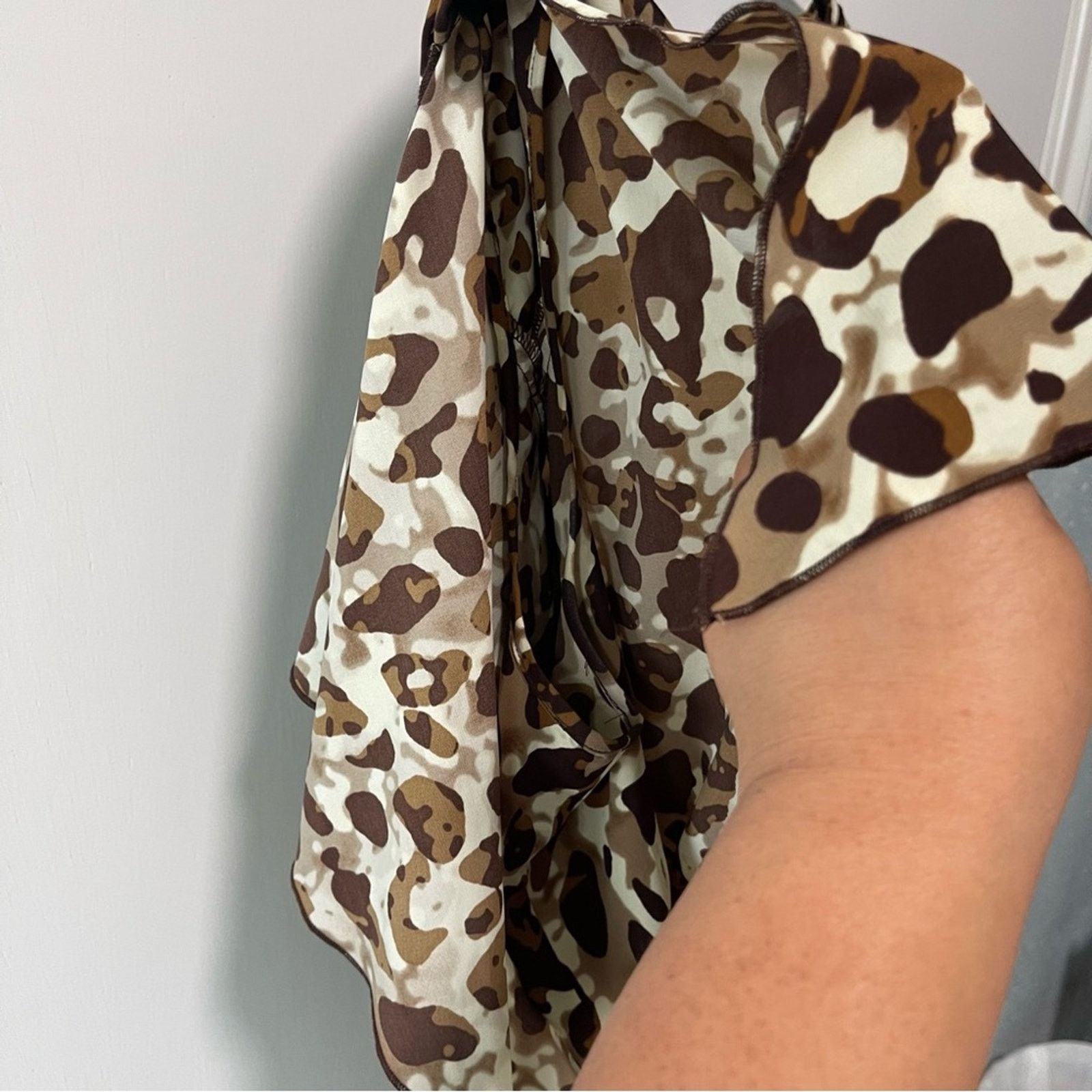 Calvin Klein Calvin Klein Leopard Print Split Sleeve Mini Brown Size 14 Size XL / US 12-14 / IT 48-50 - 2 Thumbnail