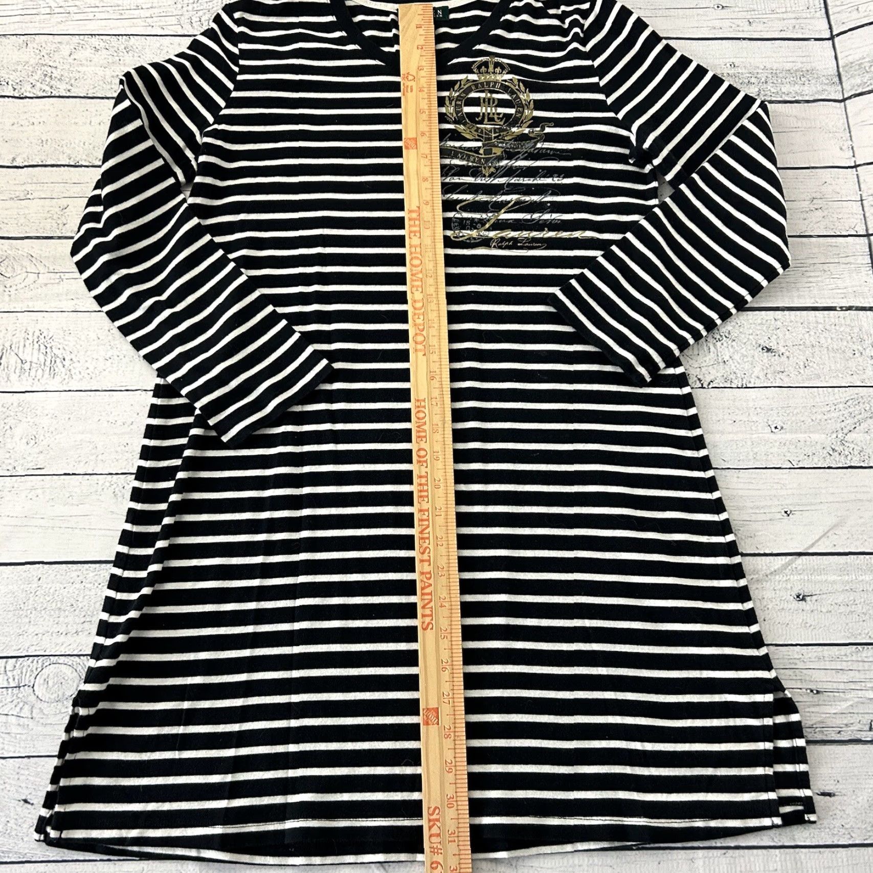 Ralph Lauren Lauren Ralph Lauren Long Sleeve Striped T Shirt Dress Women's M Black Size M / US 6-8 / IT 42-44 - 4 Thumbnail