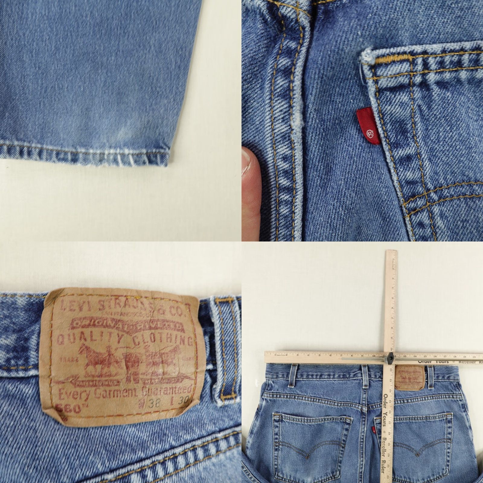 Levi's VINTAGE Levi's Jeans Mens 38x30 Blue Denim 560 Tapered 90s Faded Baggy Size US 37 - 8 Thumbnail