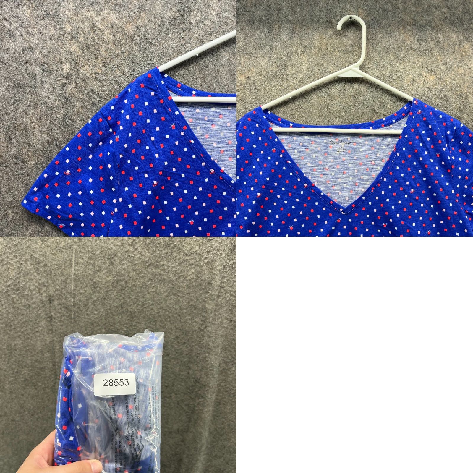 Lilly Pulitzer VINTAGE Lilly Pulitzer Shirt Women 2XL Blue Etta V Neck Top Tee Seabreeze Low Tide Dots Polka Dot Short Sleeve Casual Womens Size XXL / US 16-18 / IT 52-54 - 8 Thumbnail