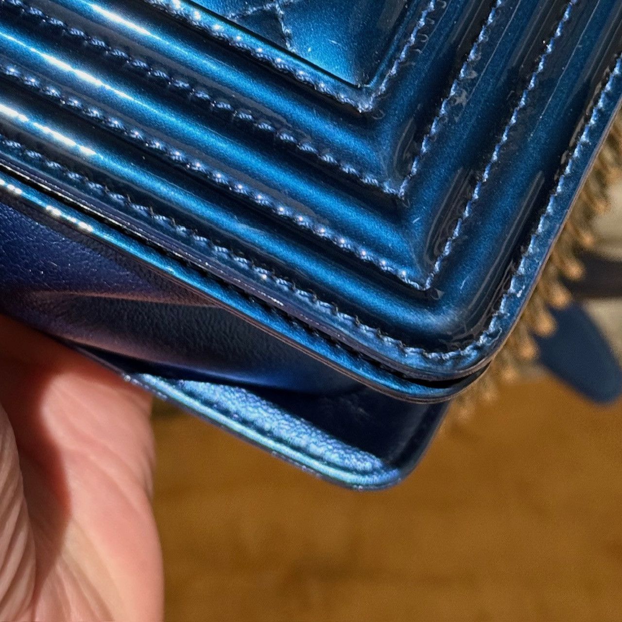 Chanel Chanel 2014 Metallic Blue Patent Old Medium Boy Bag Size ONE SIZE - 22 Thumbnail