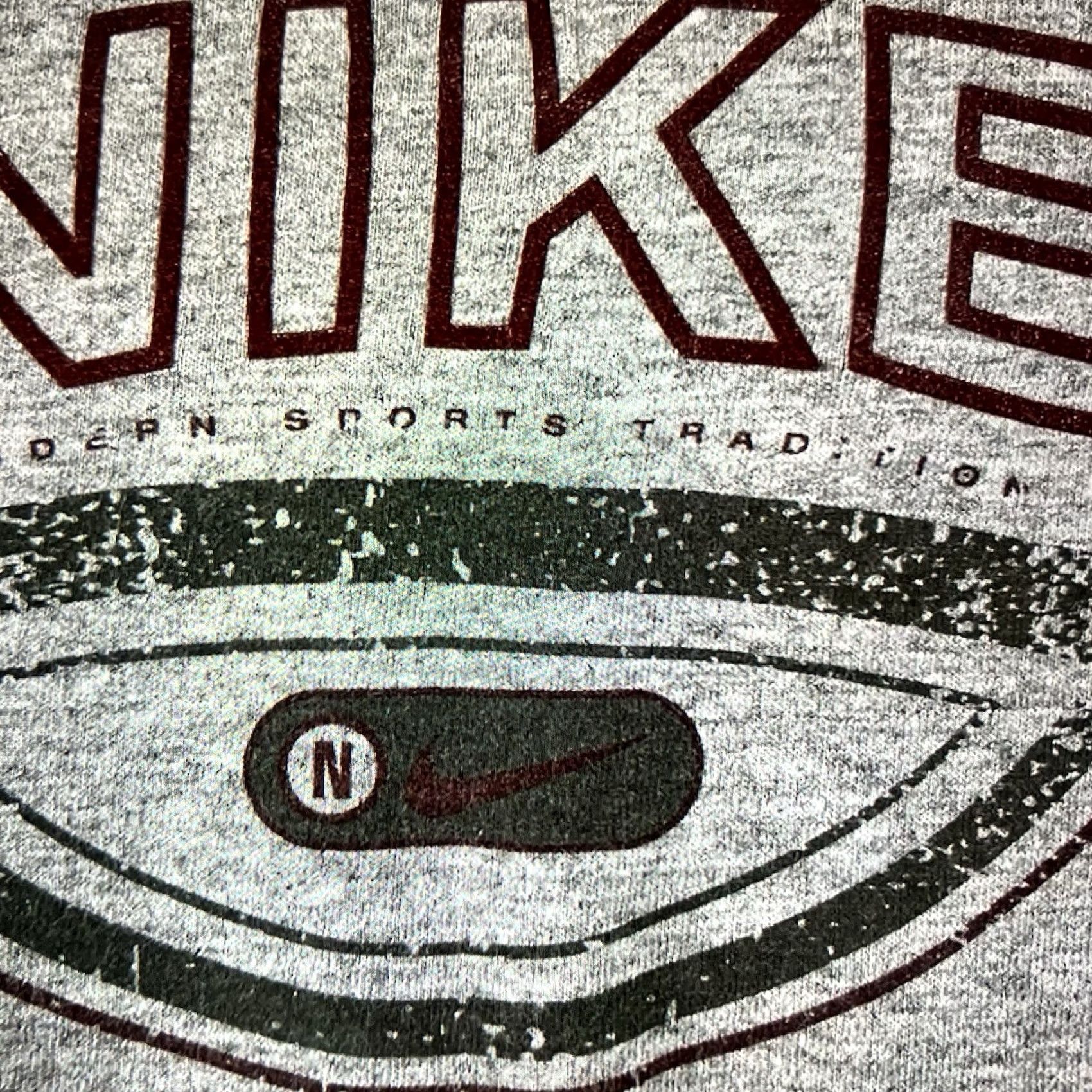 Nike VINTAGE Nike T Shirt Mens XL Oversized Gray 90s Logo Spell Out Center Washed Out Graphic Print Short Sleeve Crew Neck Nike Shirt Mens XL Gray 90s Logo Size US XL / EU 56 / 4 - 5 Thumbnail