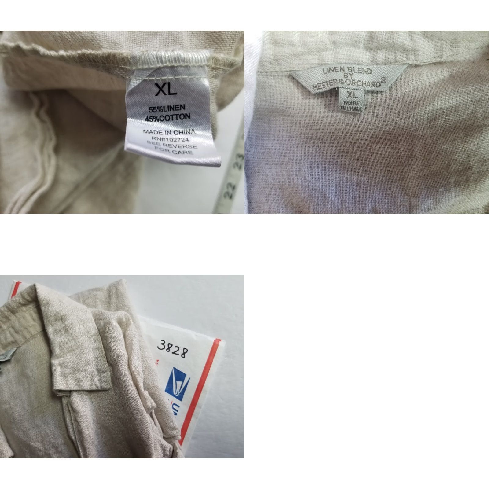 Vintage Hester & Orchard Tunic Beige Top Linen Blend Size XL 3/4 Sleeve Blouse Women Size XL / US 12-14 / IT 48-50 - 8 Thumbnail