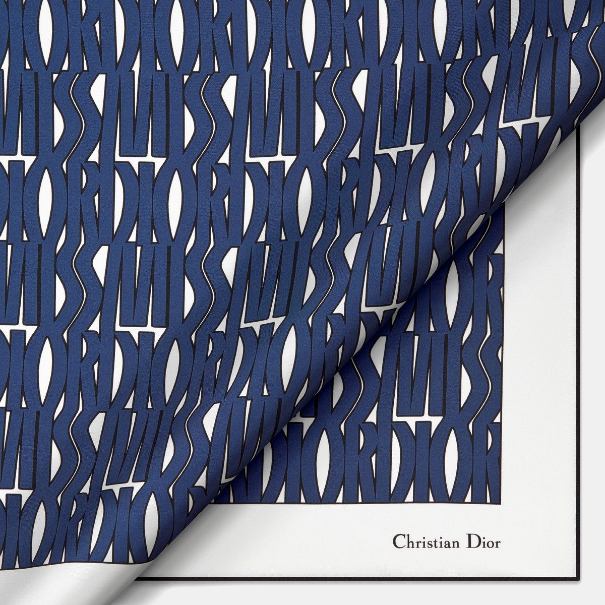 Dior o1bcso1str0226 Size:OS/90 Square Scarf in White/Nevy Blue Size ONE SIZE - 4 Thumbnail