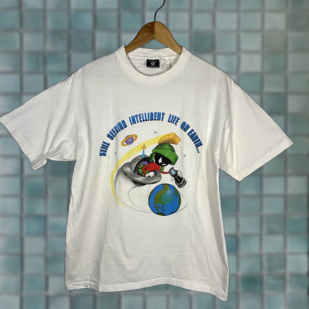 Vintage VINTAGE Marvin the Martian Men's T-Shirt Large White Looney Tunes 90s Graphic Warner" Size US L / EU 52-54 / 3 - 1 Thumbnail