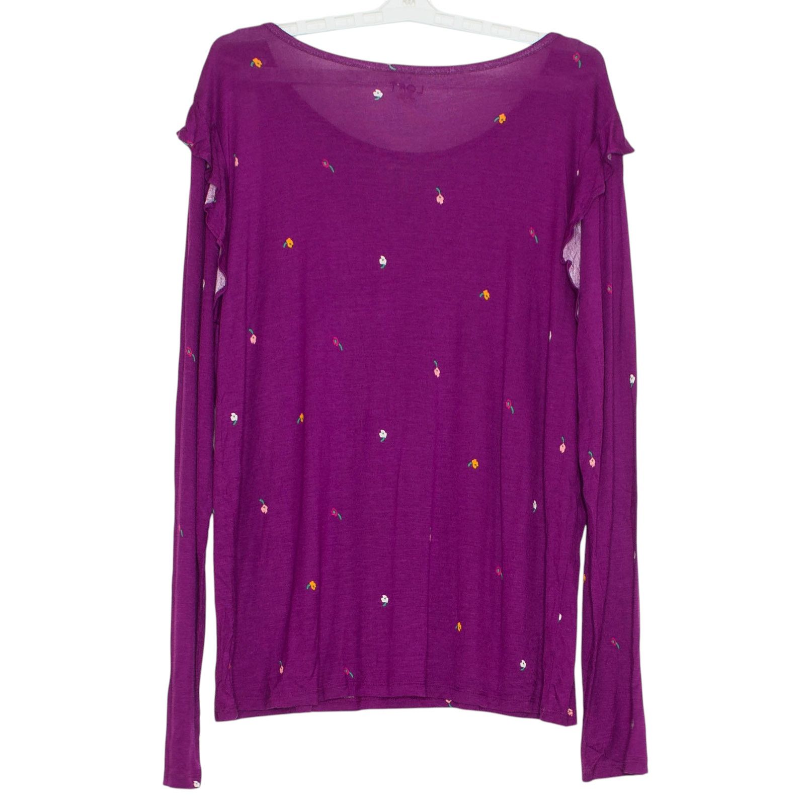 Loft NWT Loft Top Floral Ruffle Cottage Romantic Boho Purple XL Size XL / US 12-14 / IT 48-50 - 2 Thumbnail