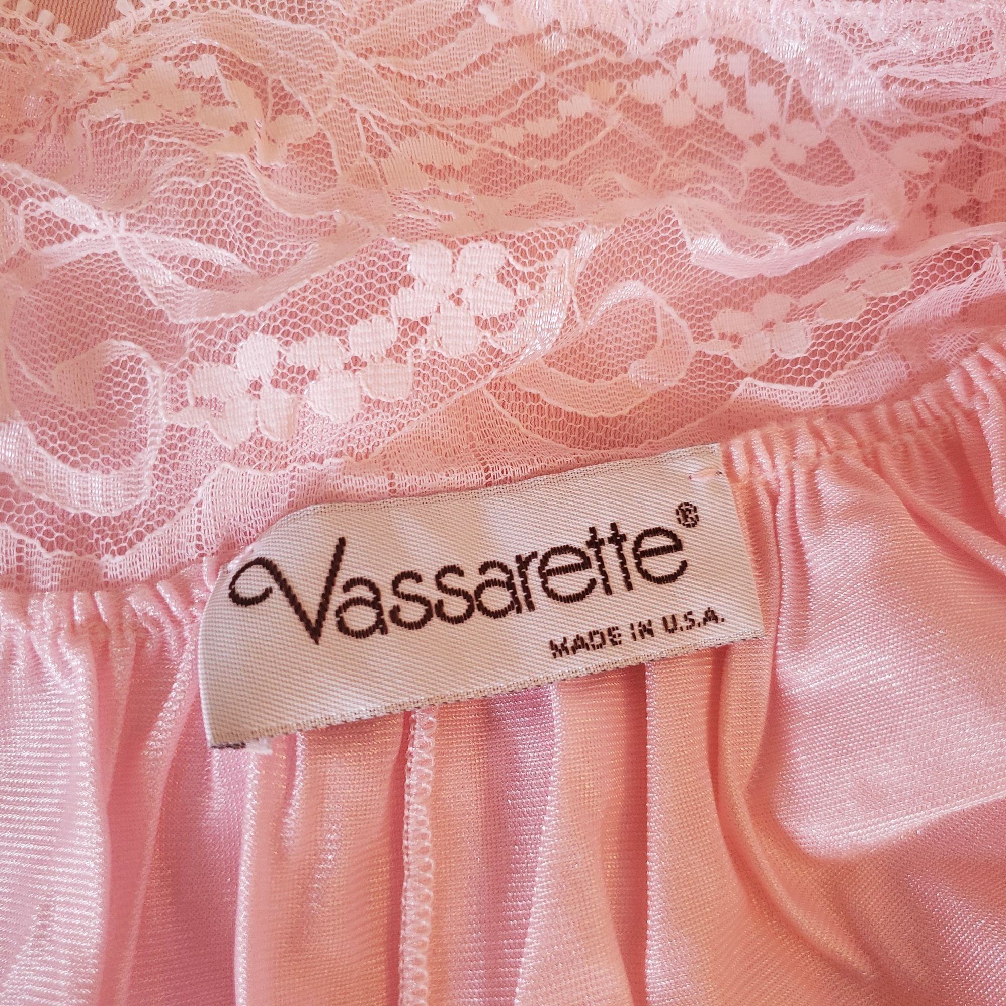 Other Vassarette M Pink Lace Sheer Nightgown Lingerie Nylon USA Se Size ONE SIZE - 3 Thumbnail
