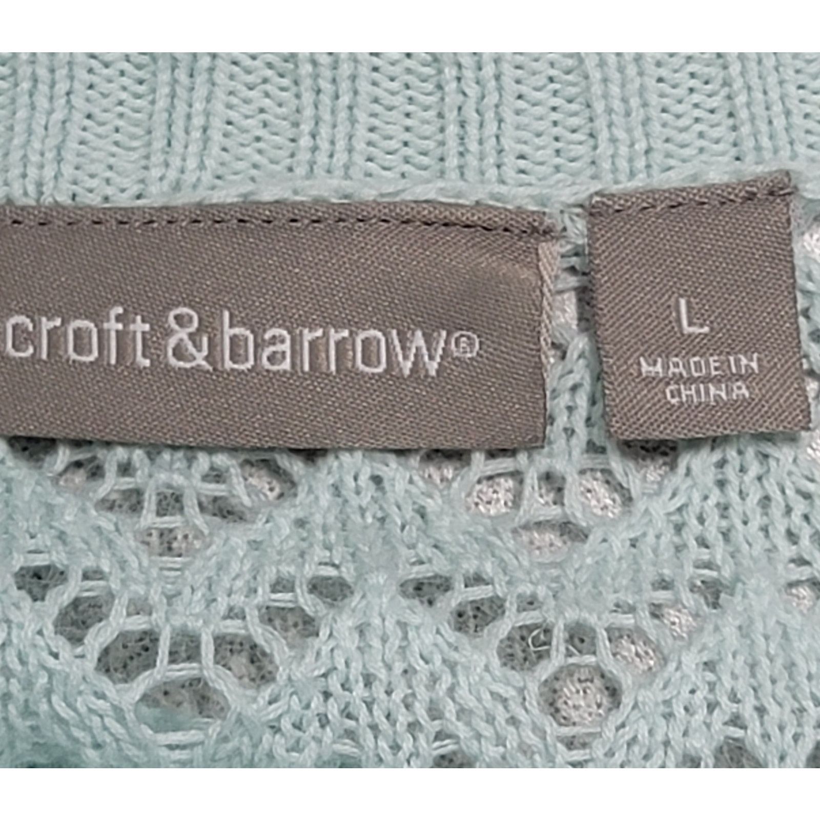 Croft & Barrow Croft & Barrow Mint Green Open Knit Cardigan Sweater Large Size L / US 10 / IT 46 - 3 Thumbnail