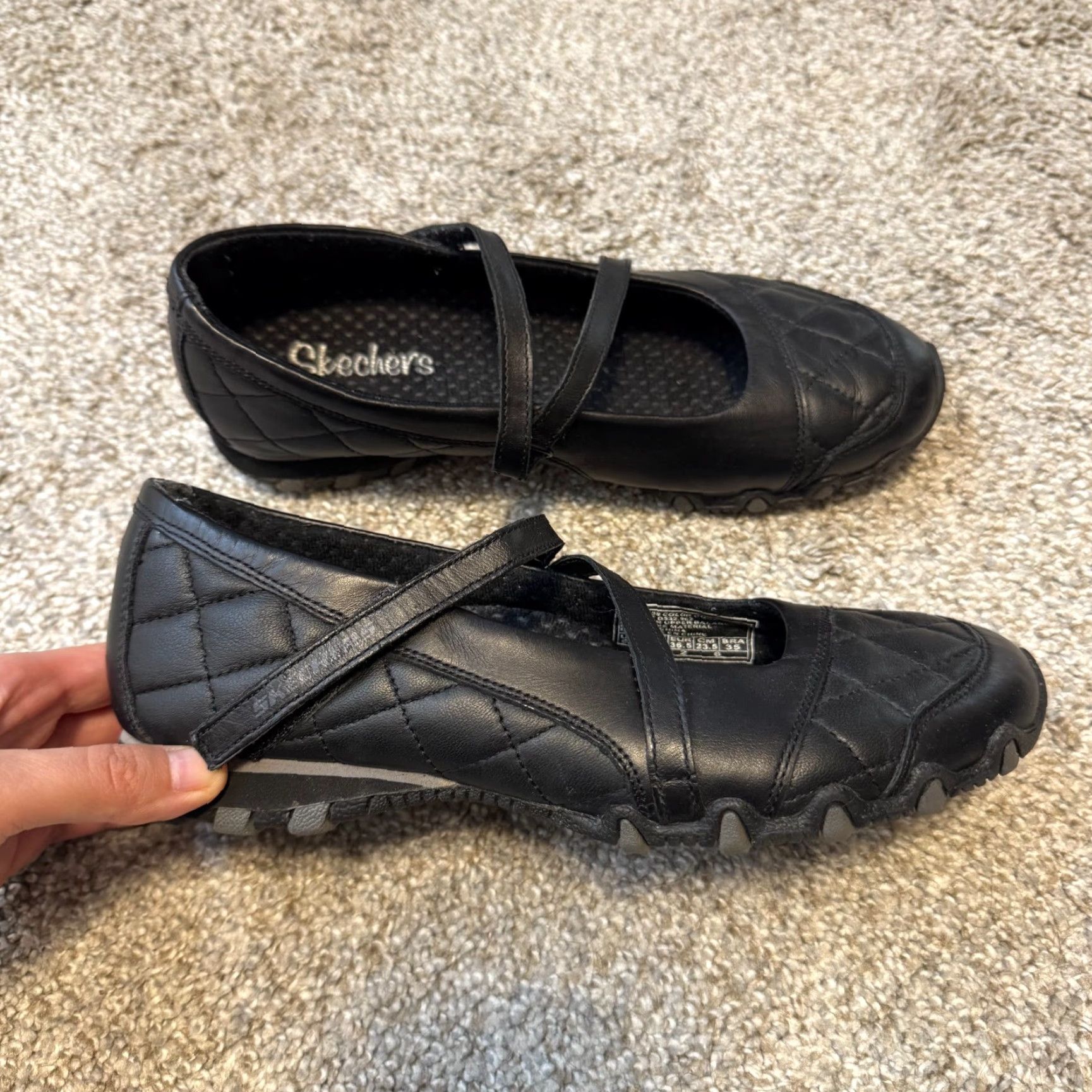 SKECHERS VINTAGE Sketchers Black Leather Ballet Mary Jane Flats 6.5 Quilted Gorpcore Women Shoes Flat Mary Jane Size US 7 / IT 37 - 5 Thumbnail