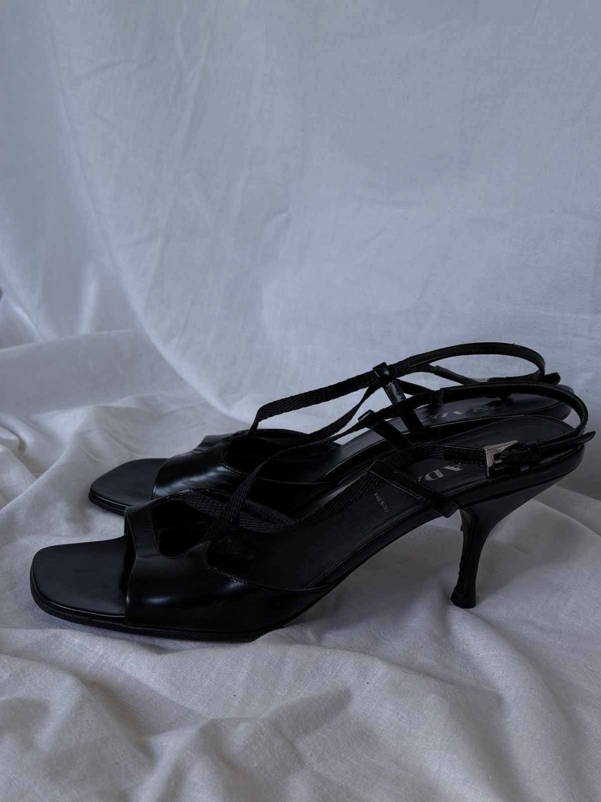 Prada Prada Black Patent Leather Metal Plaque Sandals Mules Size US 6 / IT 36 - 3 Thumbnail