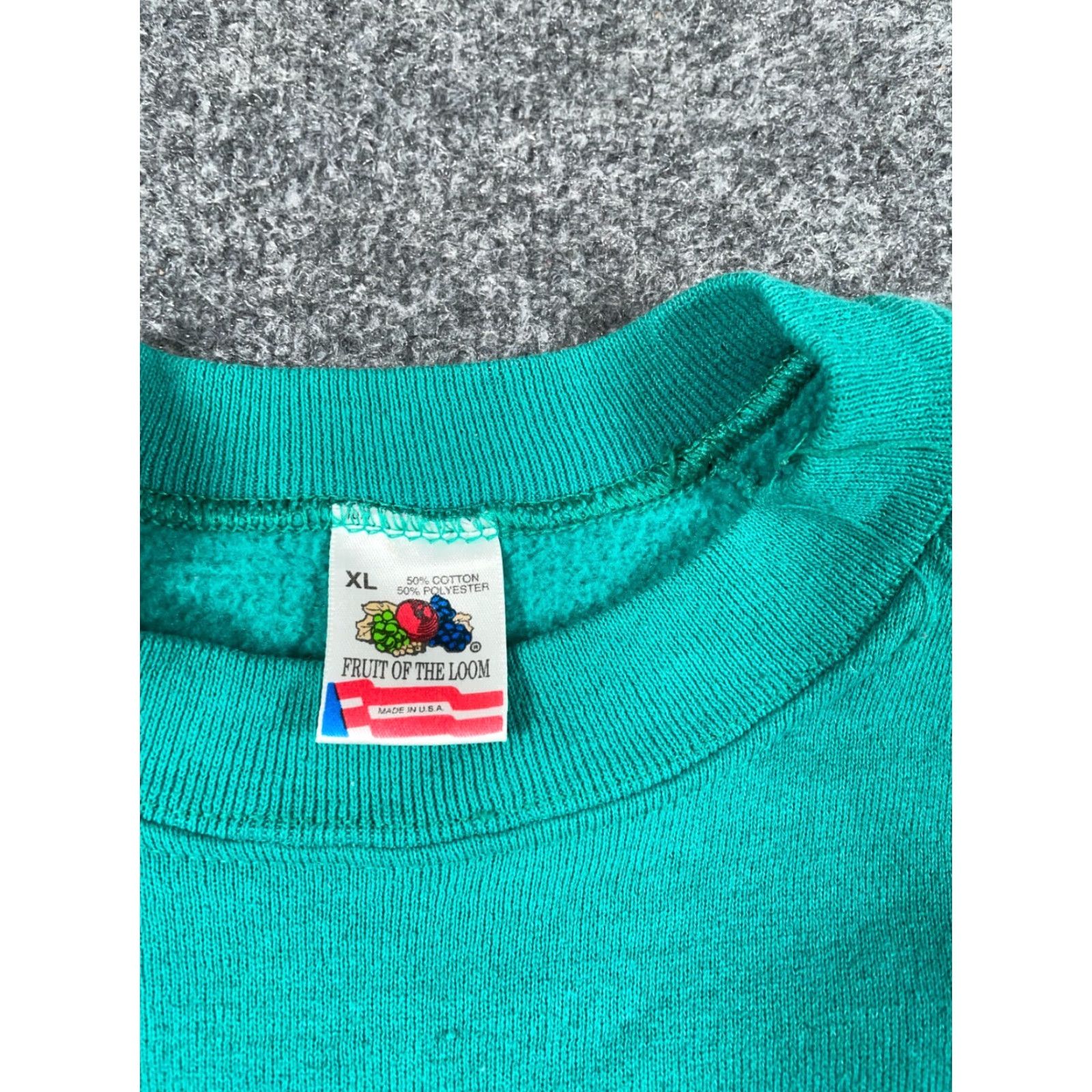 Fruit Of The Loom VTG Michigan Lighthouse Print Sweatshirt Adult Large Green Raglan Sleeves Size US L / EU 52-54 / 3 - 3 Thumbnail