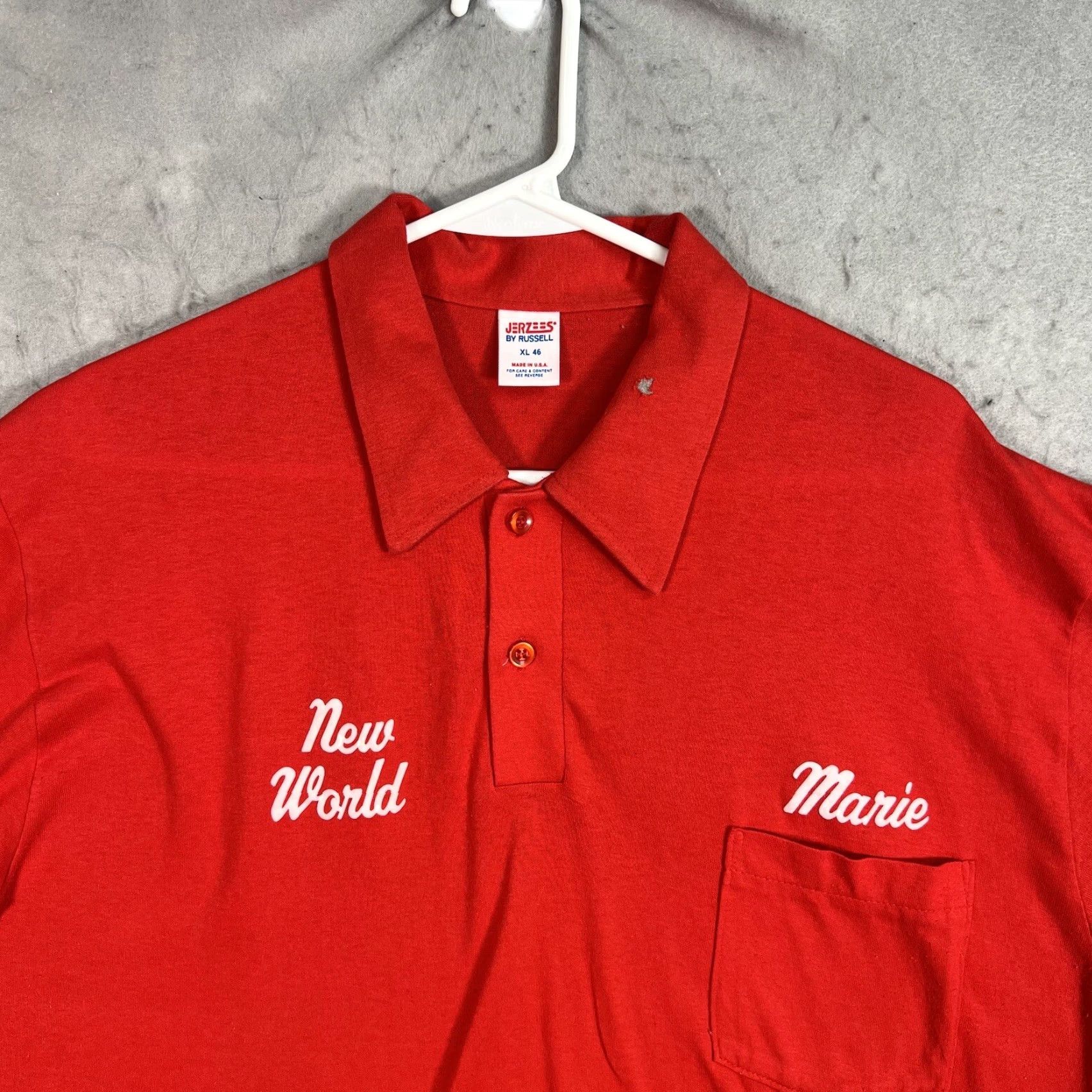 Jerzees VINTAGE Jerzees Polo Shirt 80s Marie Adult XL Red Cotton Blend Mens Size US XL / EU 56 / 4 - 4 Thumbnail