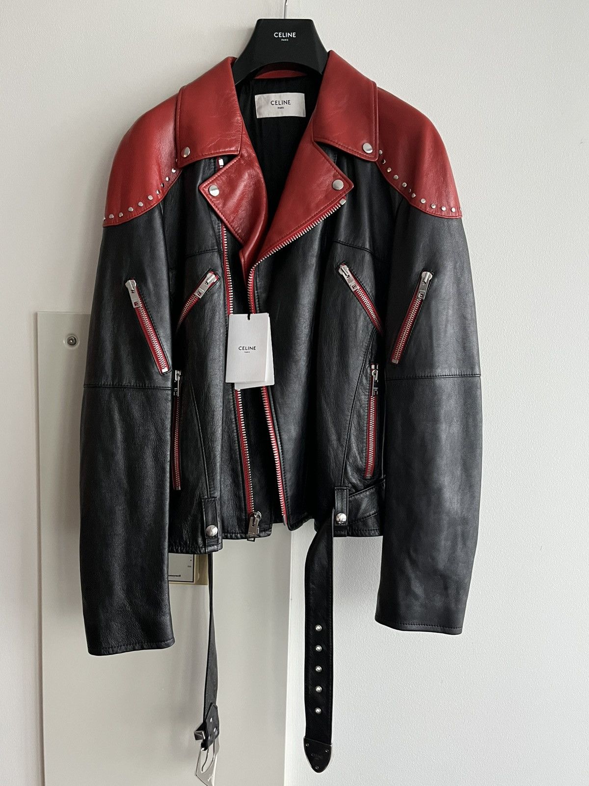 Celine × Hedi Slimane $7,500 Super Runway Celine Hedi Slimane Biker Leather Jacket Size US XL / EU 56 / 4 - 3 Thumbnail