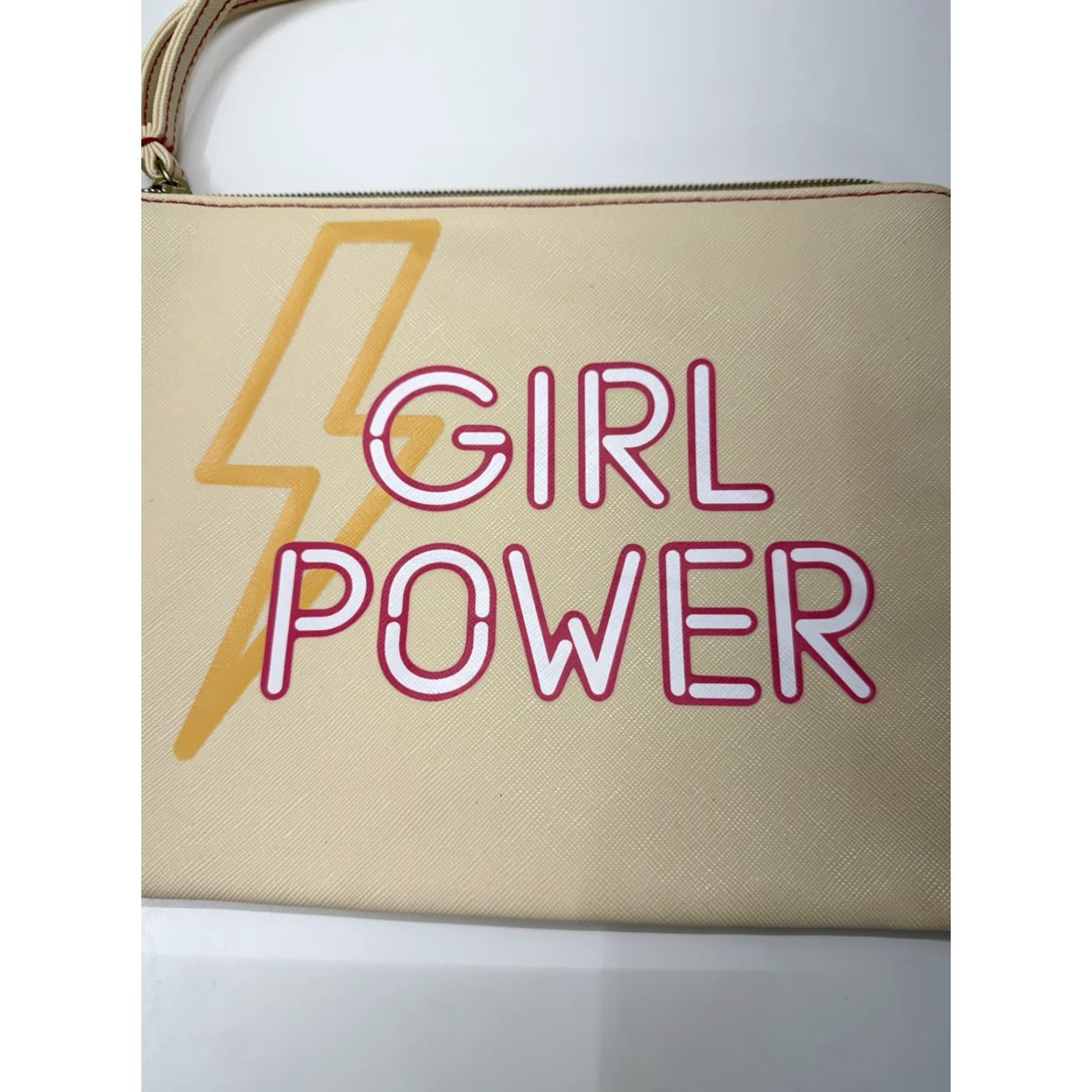 Vintage Conair Sophia Joy Wristlet Cosmetic Bag Girl Power Yellow Zipper Makeup Bag Crossbody Women Medium Vinyl Rectangle Wrist Strap Zipper Bag Size ONE SIZE - 2 Thumbnail
