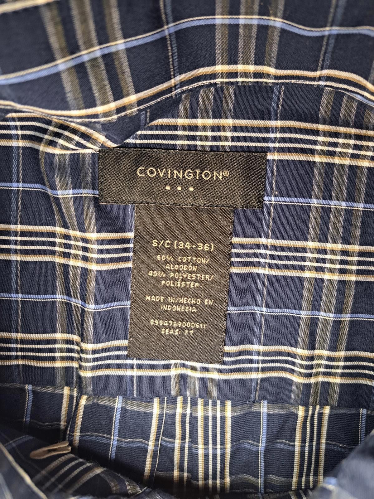 Covington Covington Button Up Shirt Mens Small 34-36 Navy Plaid Cotton Size US S / EU 44-46 / 1 - 2 Thumbnail