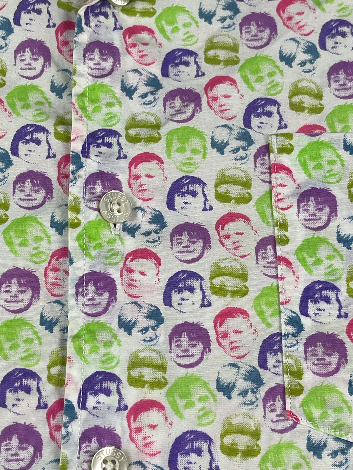 Stussy × Vintage Stussy AOP kids faces short shirt Size US L / EU 52-54 / 3 - 4 Thumbnail