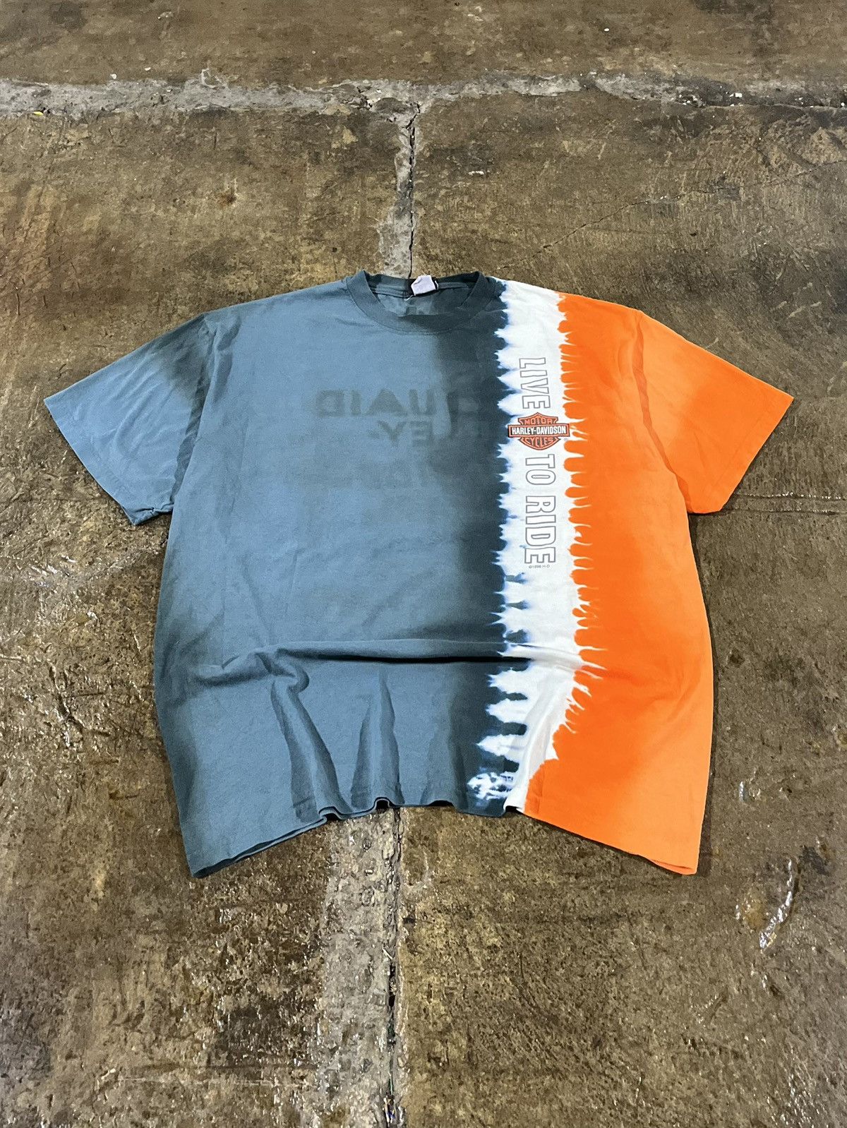 Harley Davidson × Vintage Crazy Vintage 90s Harley Davidson Tie Dye Grunge Biker Tee Size US XL / EU 56 / 4 - 2 Thumbnail