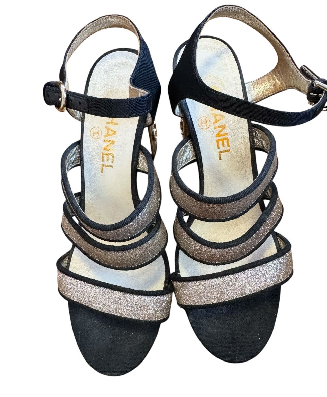 Chanel Chanel Golden black sparkle sandals size 38 Size US 8 / IT 38 - 3 Thumbnail