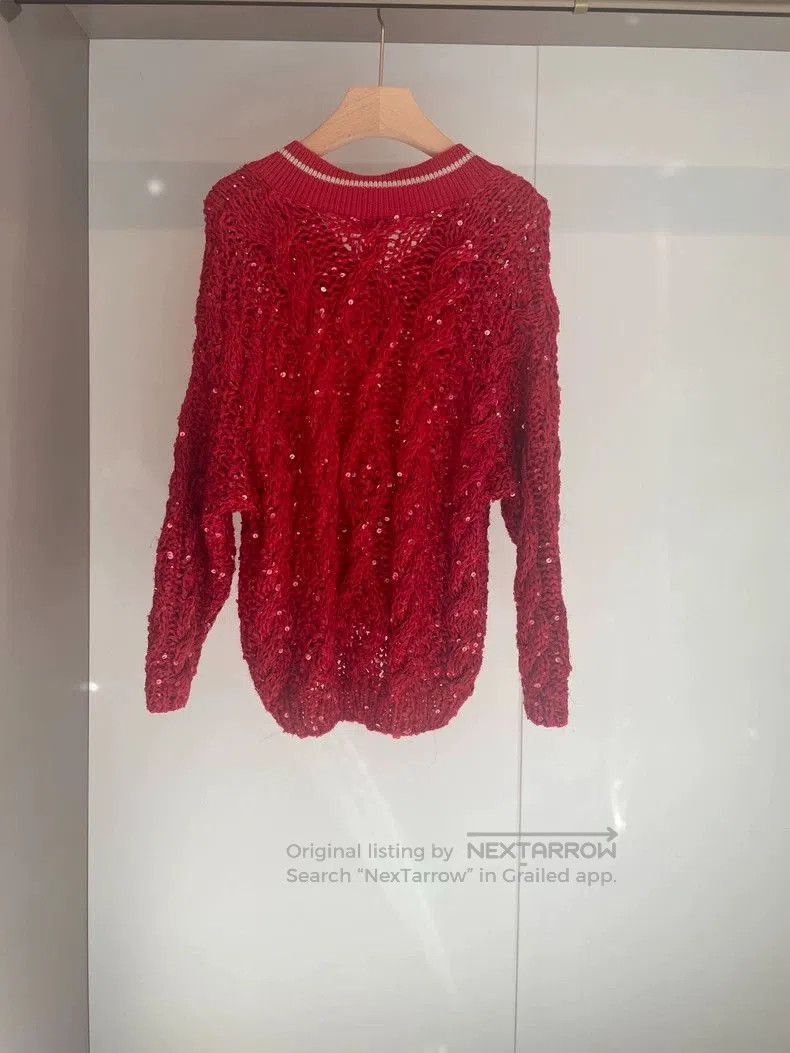 Brunello Cucinelli Brunello Cucinelli Red Sequin Sweater S. Size US S / EU 44-46 / 1 - 2 Thumbnail