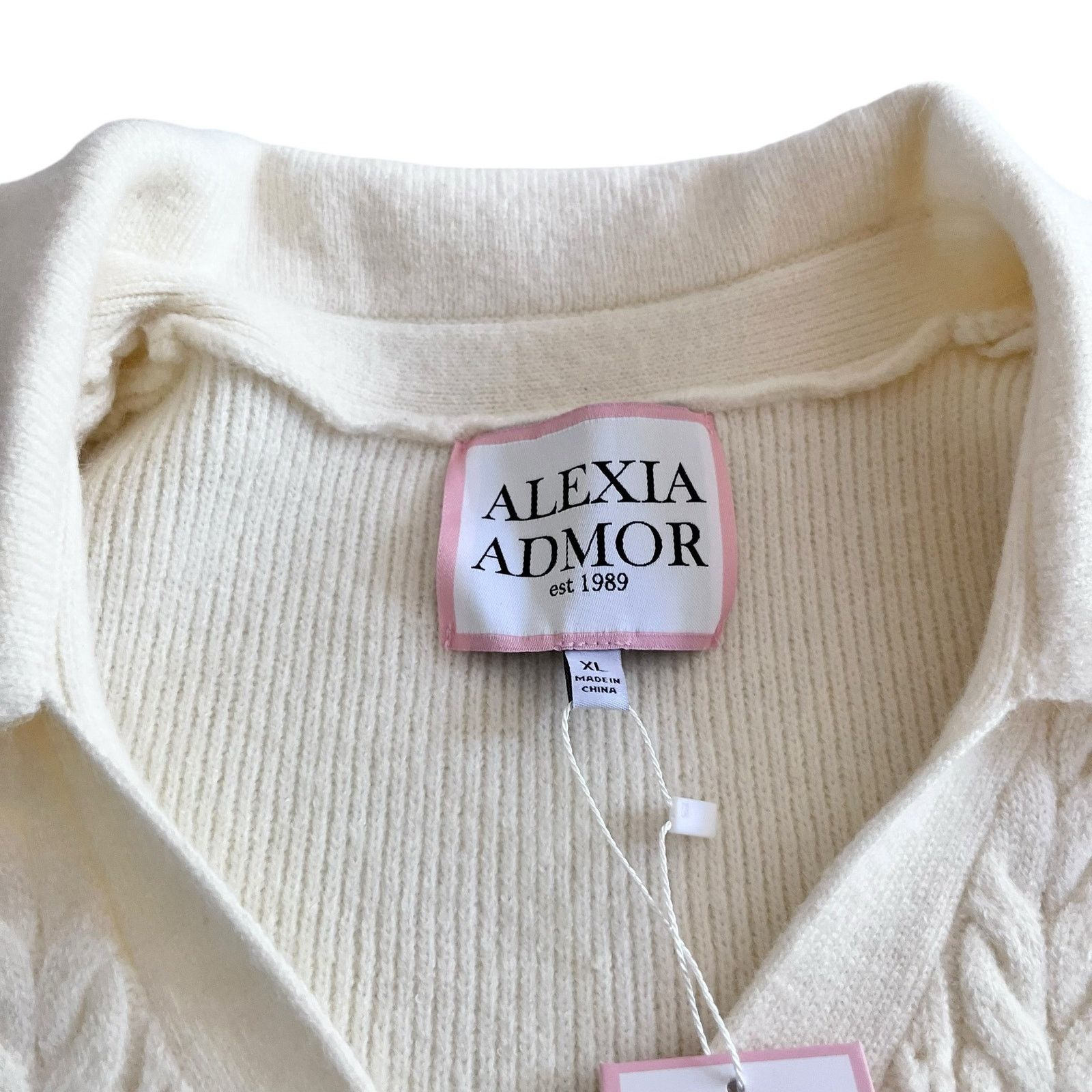 Other Alexia Admor Hazel Ivory Cable Knit Cardigan Sweater Size XL / US 12-14 / IT 48-50 - 5 Thumbnail