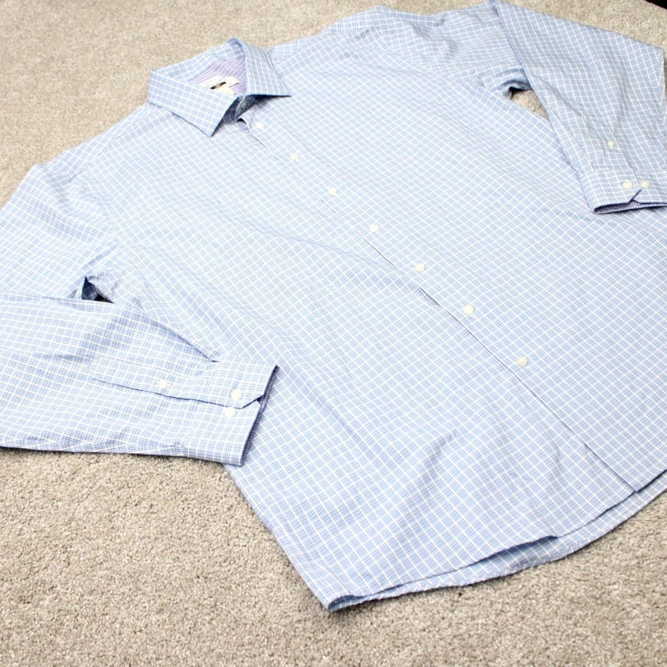 Joseph Abboud Joseph Abboud Shirt Men 3XLT XXXL-tall Blue/Purple Non-Iron Cotton L/S Button-Up Geometric Classic Designer Men's Shirt Size US XXL / EU 58 / 5 - 5 Thumbnail