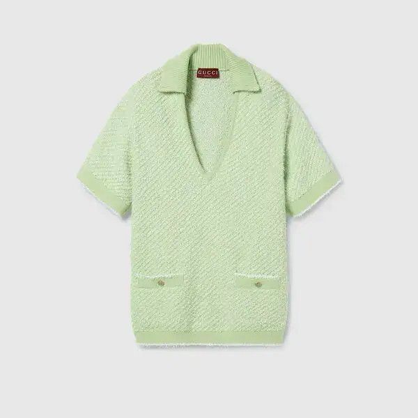 Gucci o1la5ras0526 Cotton Blend Polo Shirt Top in Green Size S / US 4 / IT 40 - 1 Thumbnail