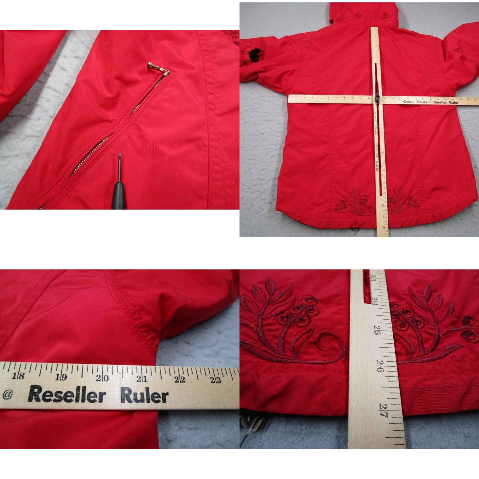 Bogner VINTAGE Bogner Jacket Women 6 Red Full Zip Hooded Layerlite Embroidered Ski USA Size M / US 6-8 / IT 42-44 - 8 Thumbnail