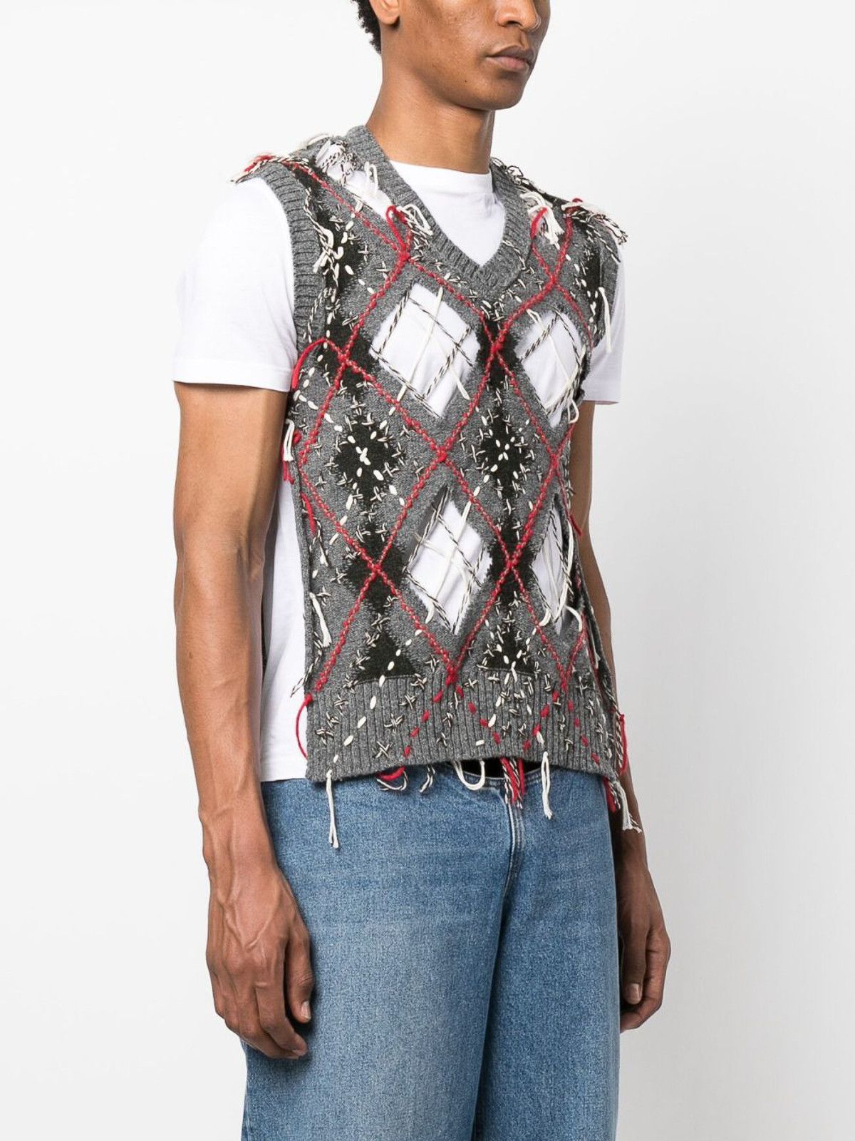Maison Margiela o1y1124 V-Neck Sleeveless Sweater In Multicolor Size US M / EU 48-50 / 2 - 2 Thumbnail