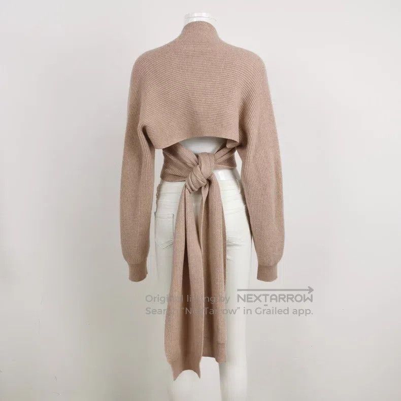 Hermes Hermes Cashmere Solid Color Tie Front Knit Top Size M / US 6-8 / IT 42-44 - 6 Thumbnail