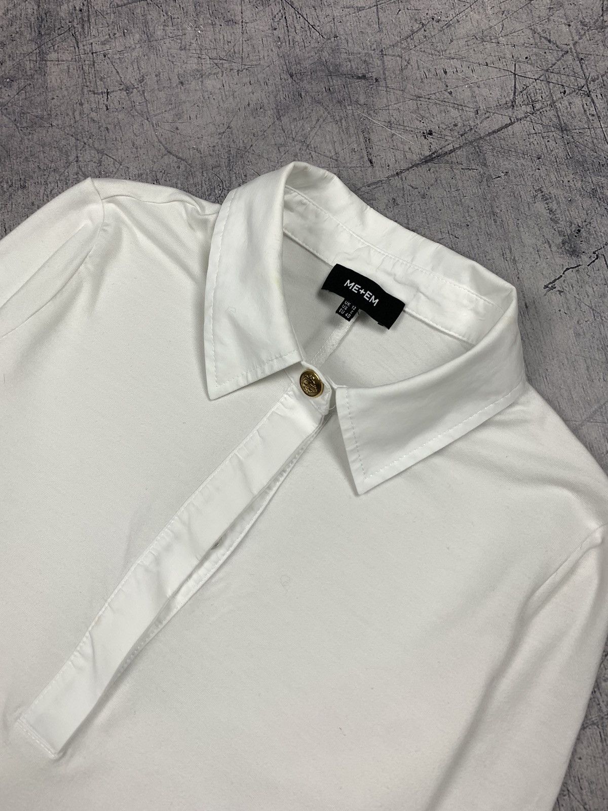ME+EM ME+EM Polo Shirt Long Sleeve Women’s Size UK 12 White Top Size M / US 6-8 / IT 42-44 - 2 Thumbnail