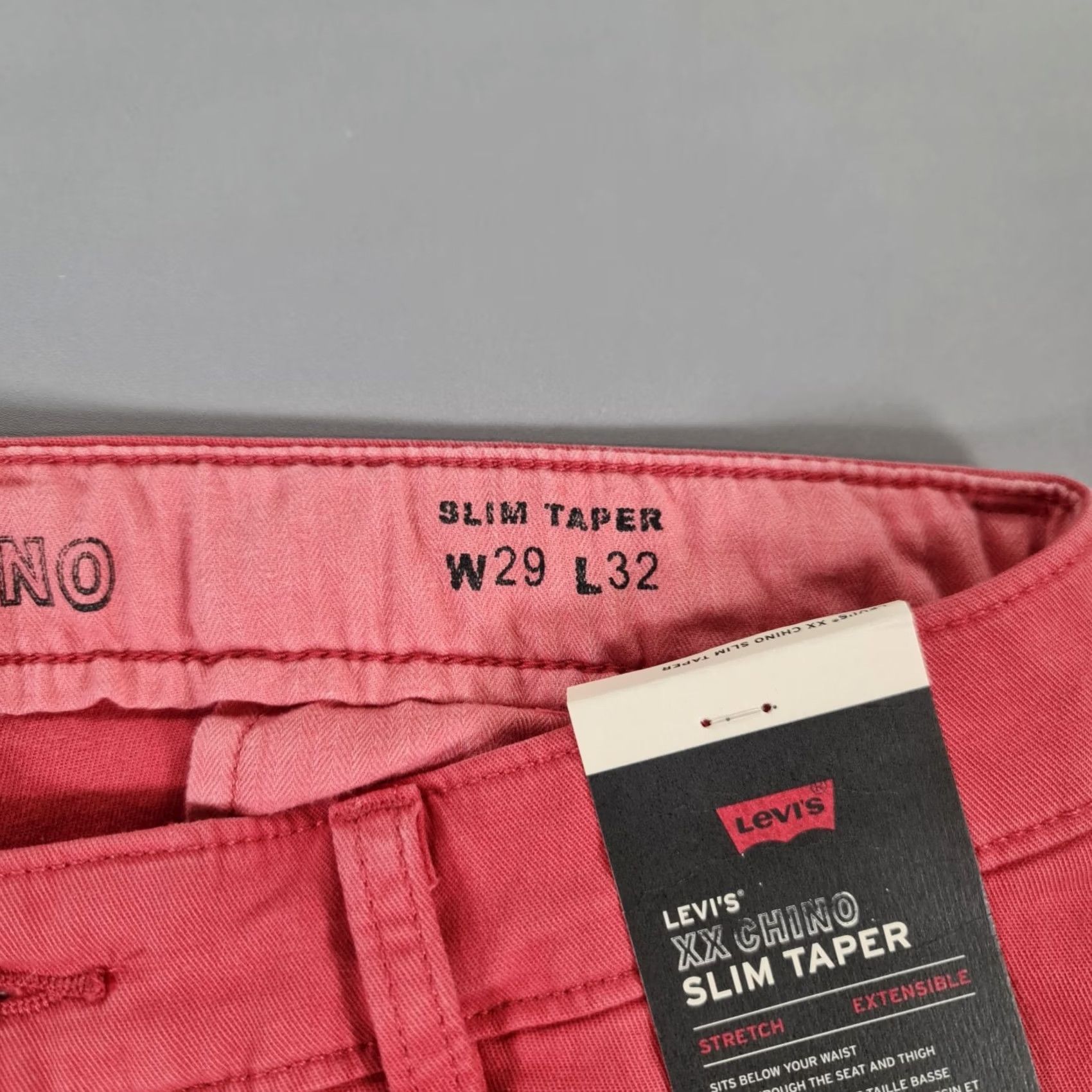 Levi's Levi's Mens XX Chino Trousers Slim Taper Pink W29 L32 Cotton Elastane Pants Size US 29 - 4 Thumbnail